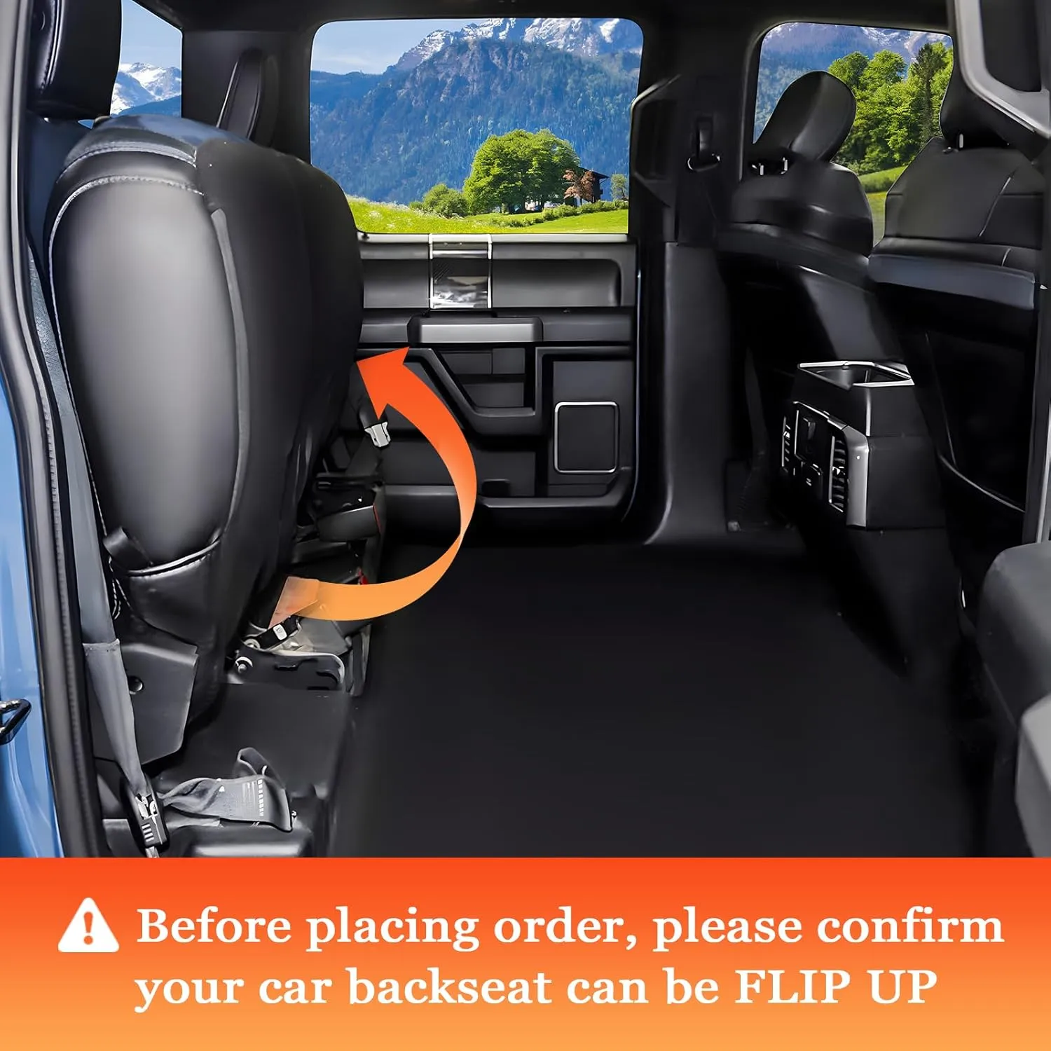 Mancro XXL Floor Dog Hammock for Truck with Flip Up Rear Seats, Waterproof Dog Seat Cover for Back Seat, Full Back Seat Floor Protector for Full Size Crew Cab Truck, Large SUV, Black