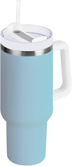 MCHIVER Heaven Peach Gradient 30 oz Tumbler with Handle and Straw Stainless Steel Vacuum Water Bottle Leak-proof Travel Coffee Mug Insulated Cup for Iced Tea Coffee