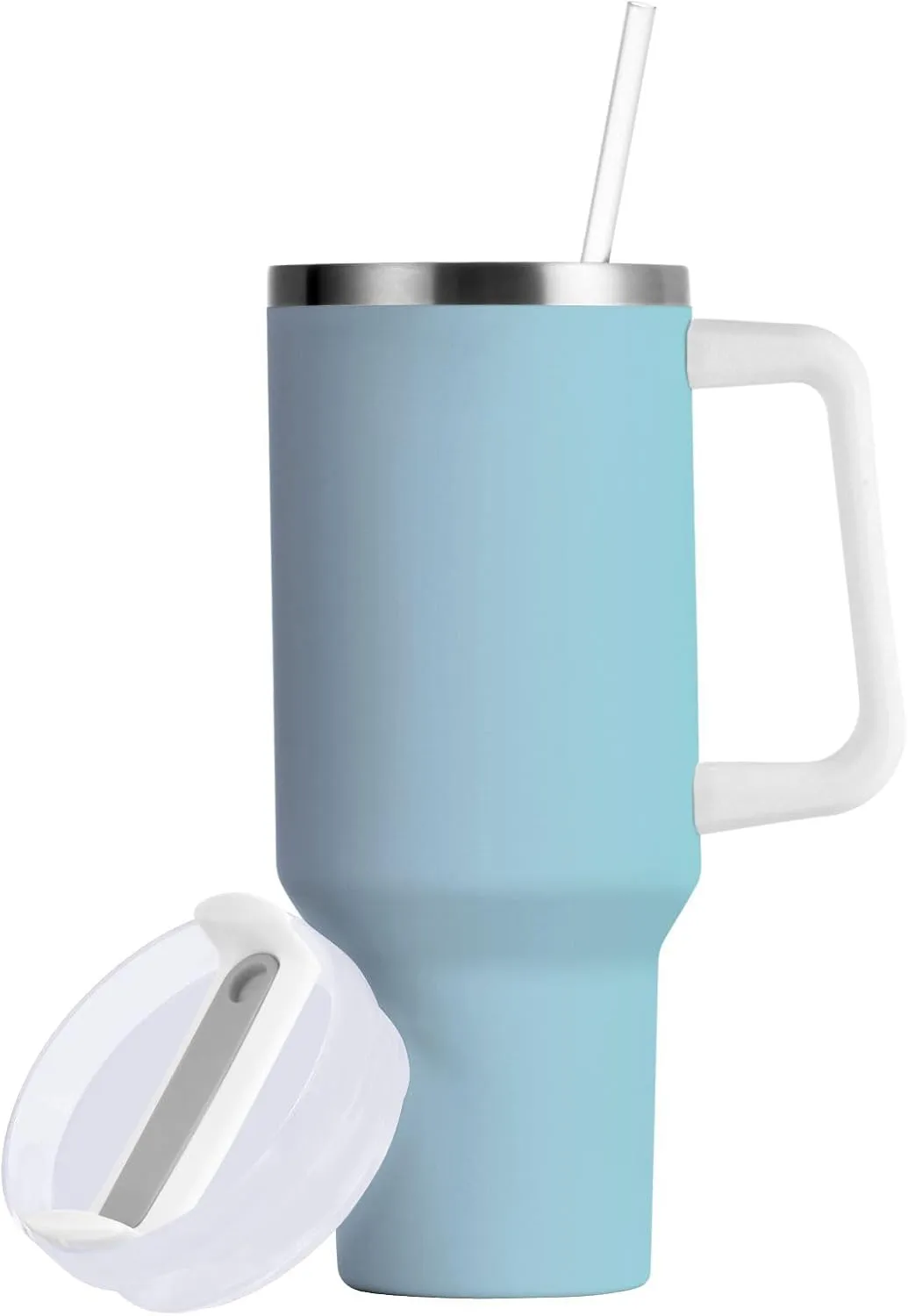 MCHIVER Heaven Peach Gradient 30 oz Tumbler with Handle and Straw Stainless Steel Vacuum Water Bottle Leak-proof Travel Coffee Mug Insulated Cup for Iced Tea Coffee