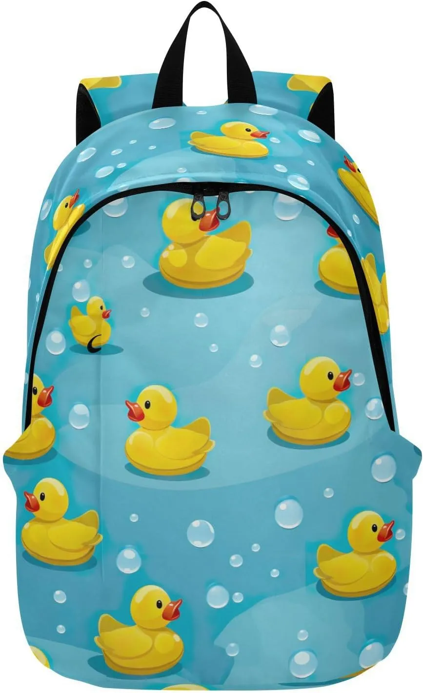 MCHIVER Travel Backpack Cartoon Yellow Rubber Ducks Casual Daypack Backpacks Lightweight Carry on Bag Water Resistant Hiking Backpack for Women Men