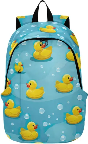 MCHIVER Travel Backpack Cartoon Yellow Rubber Ducks Casual Daypack Backpacks Lightweight Carry on Bag Water Resistant Hiking Backpack for Women Men