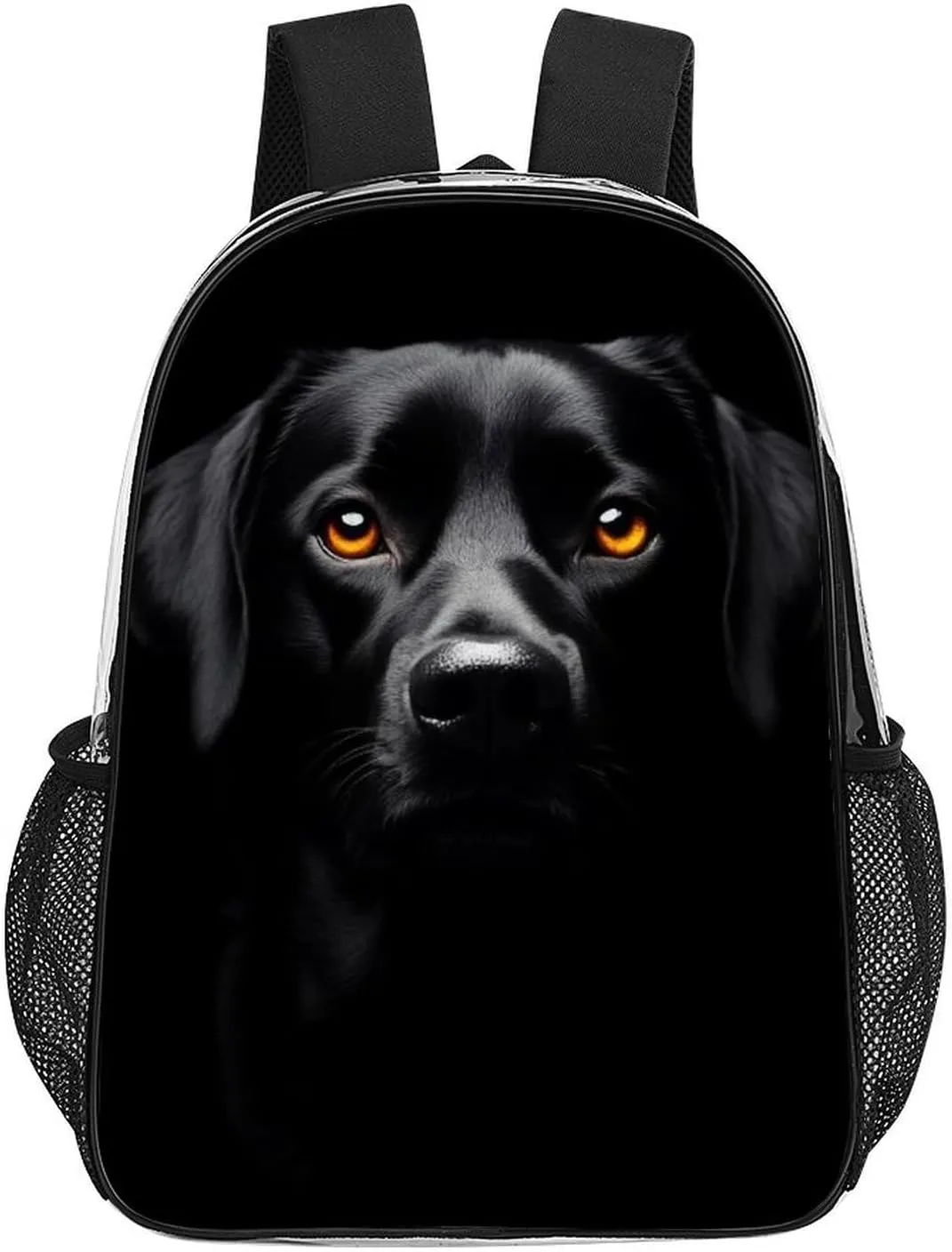 Men & Women Transparent Black Labrador Dog Backpack Large Capacity Bookbag With Smooth Zippers for Climbing Picnic Bicycle