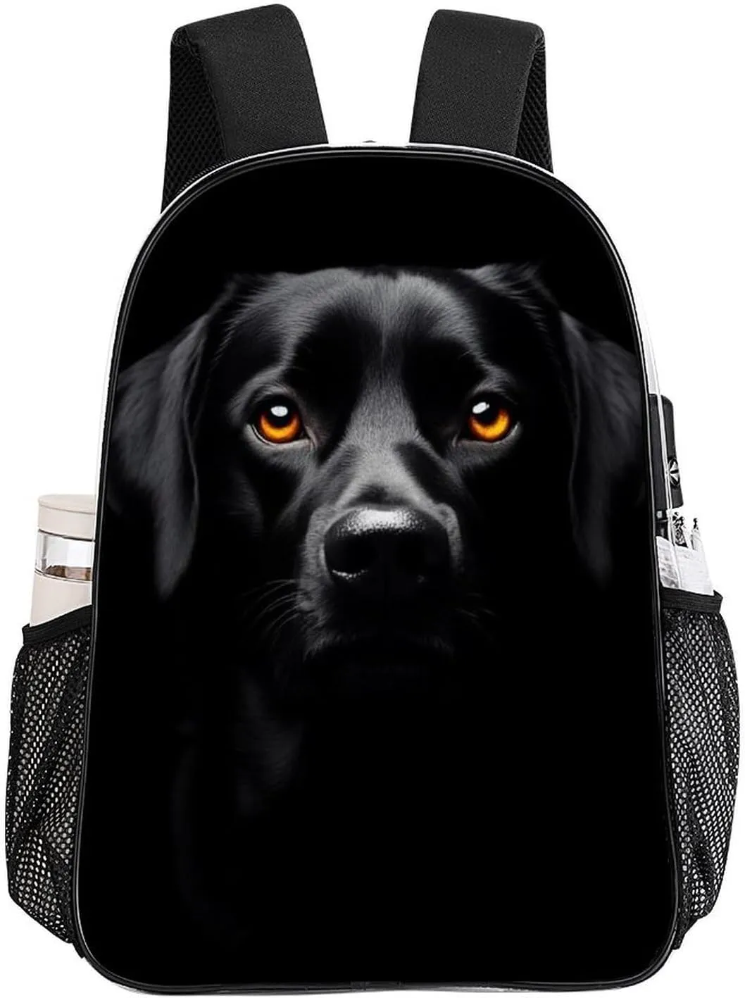 Men & Women Transparent Black Labrador Dog Backpack Large Capacity Bookbag With Smooth Zippers for Climbing Picnic Bicycle