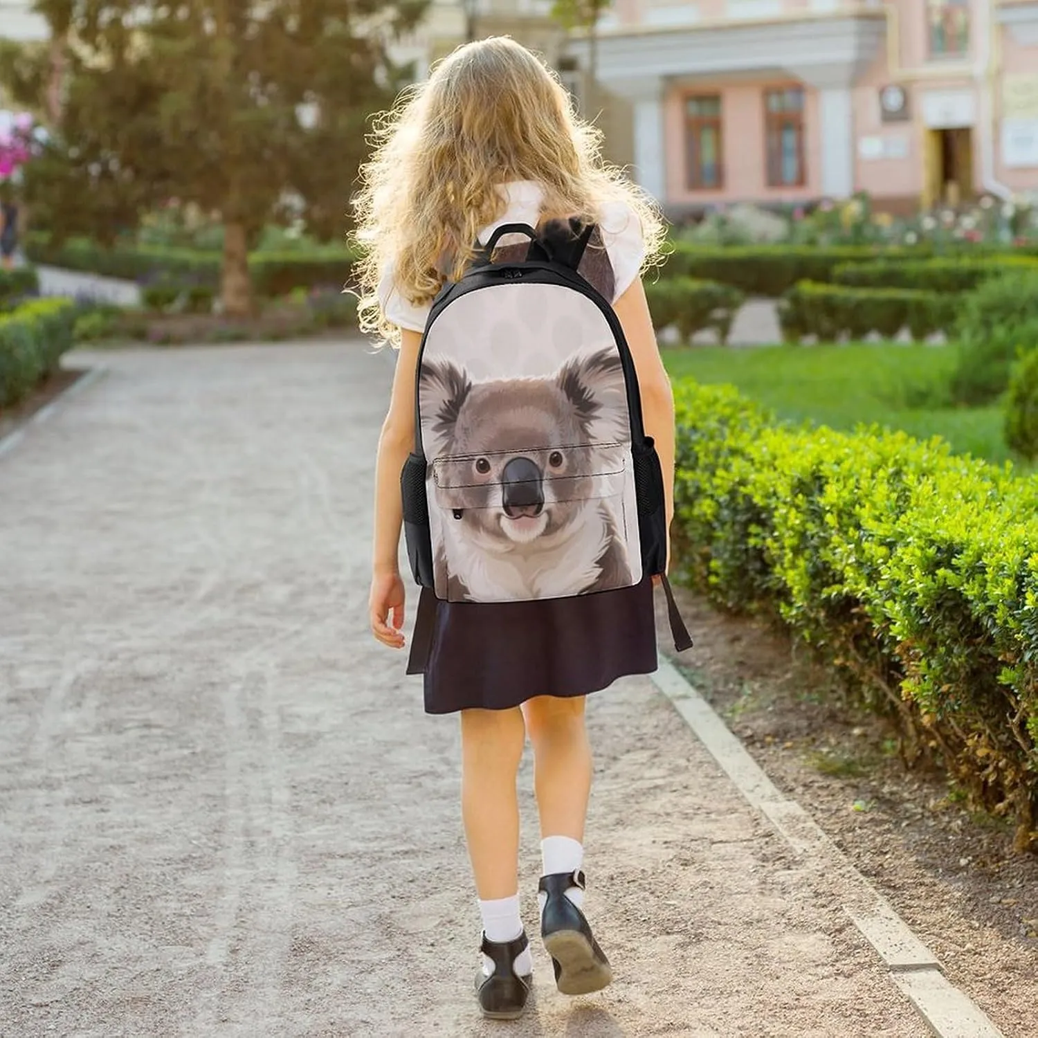 Men Women Polyester Cute Cartoon Koala Art Daypack Bookbag Big Capacity Shoulder Bag With Padded Straps for Climbing Travel Walking Cycling