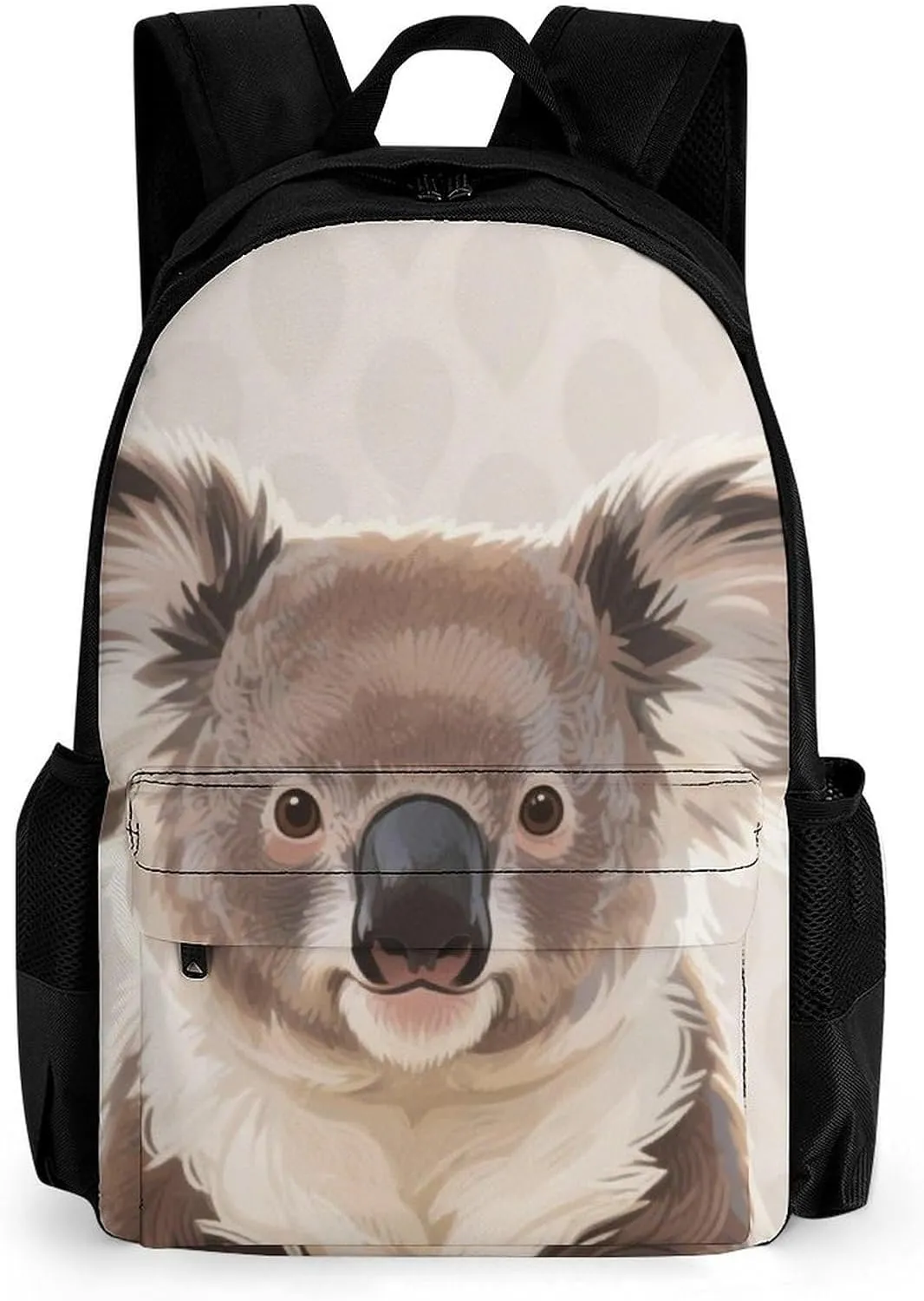 Men Women Polyester Cute Cartoon Koala Art Daypack Bookbag Big Capacity Shoulder Bag With Padded Straps for Climbing Travel Walking Cycling