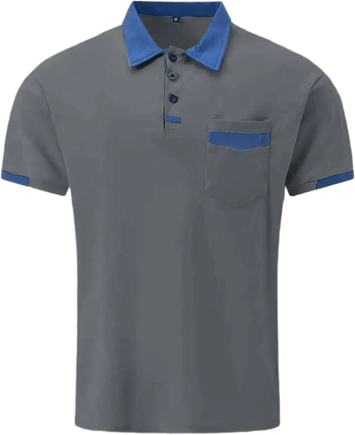 Mens and Summer Casual Short Sleeved Lapel Solid Color Short Sleeved T Shirt Tops Classic