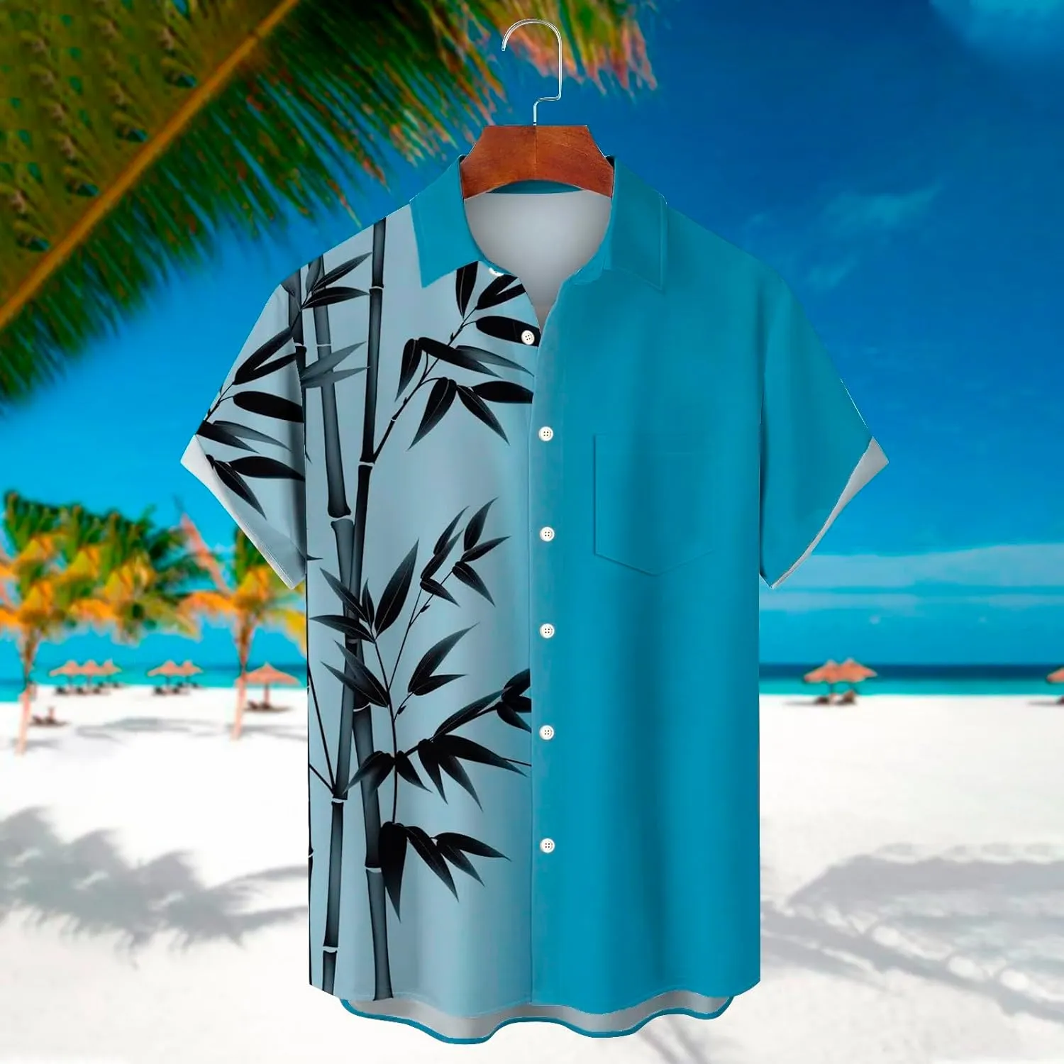 Men's Classic Everyday Soft Beach Flower Shirt and Long Suits Mens Cotton Crew Neck T-Shirt Henley