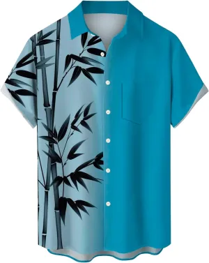 Men's Classic Everyday Soft Beach Flower Shirt and Long Suits Mens Cotton Crew Neck T-Shirt Henley