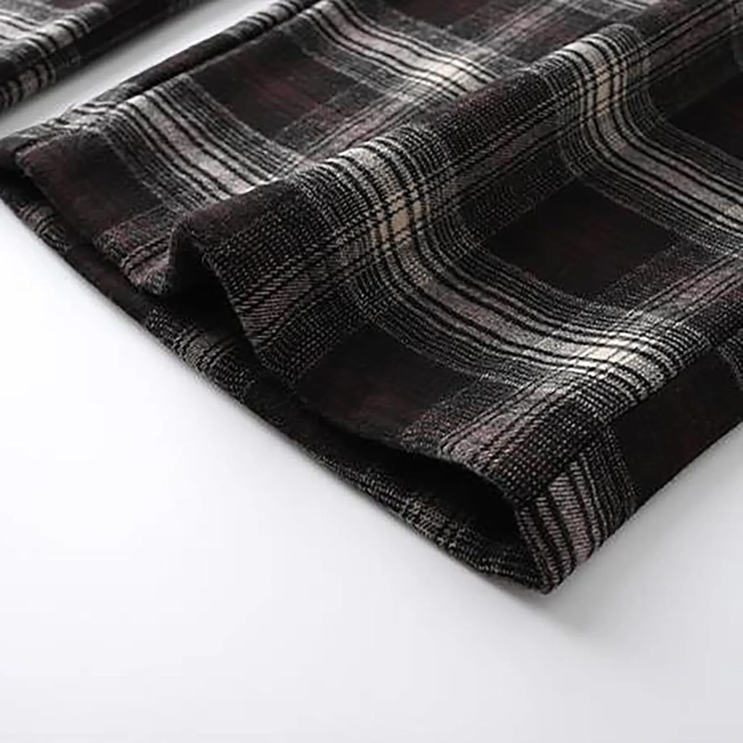 Mens Flannel Plaid Pants Sherpa Fleece Lined Drawstring Wide Leg Casual Sweatpants Winter Warm Lounge Trousers