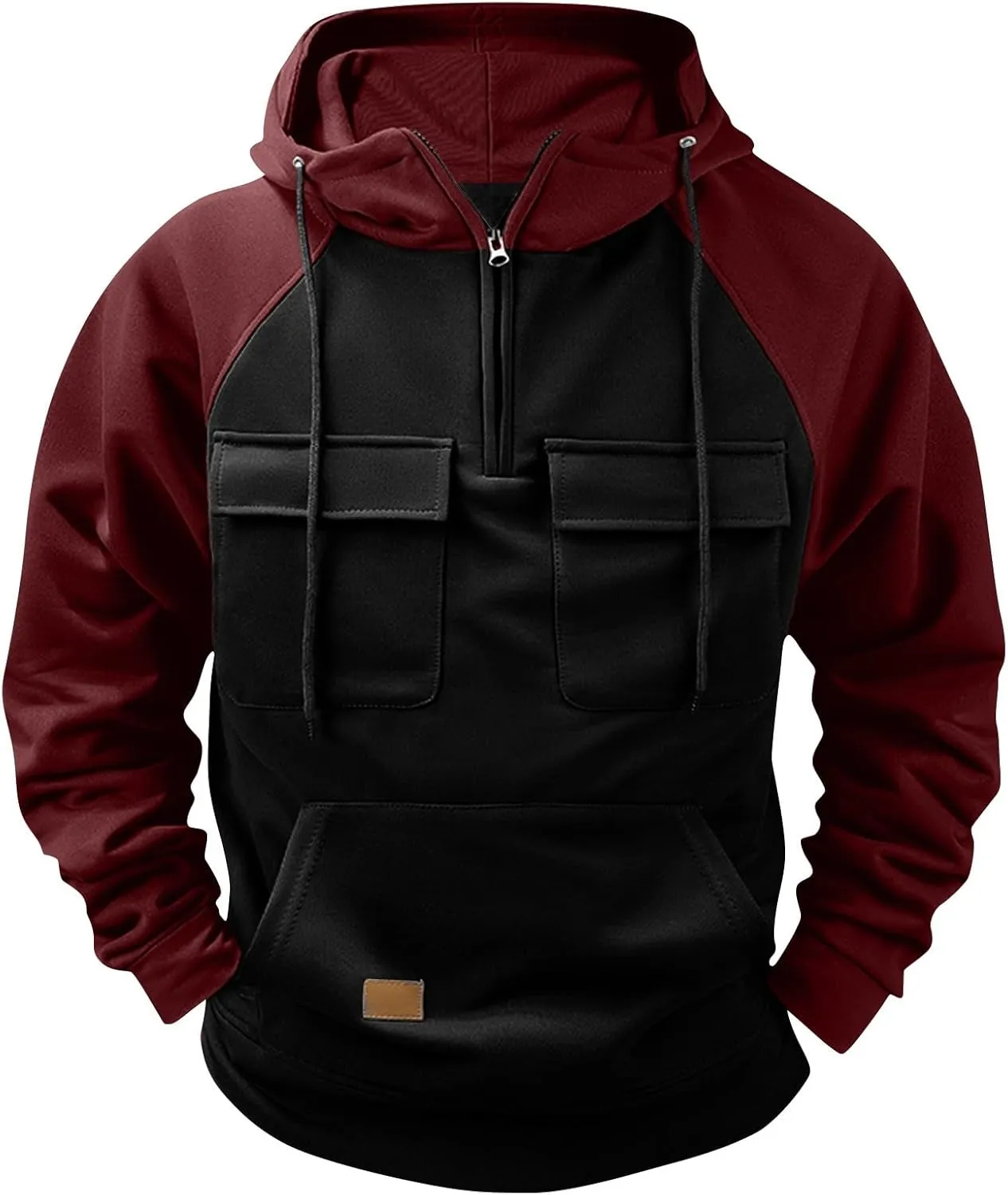 Mens Hoodies Pullover Long Sleeve Vintage Workout Hoodies Quarter Zip Military Tactical Sweatshirt Fall Pullover