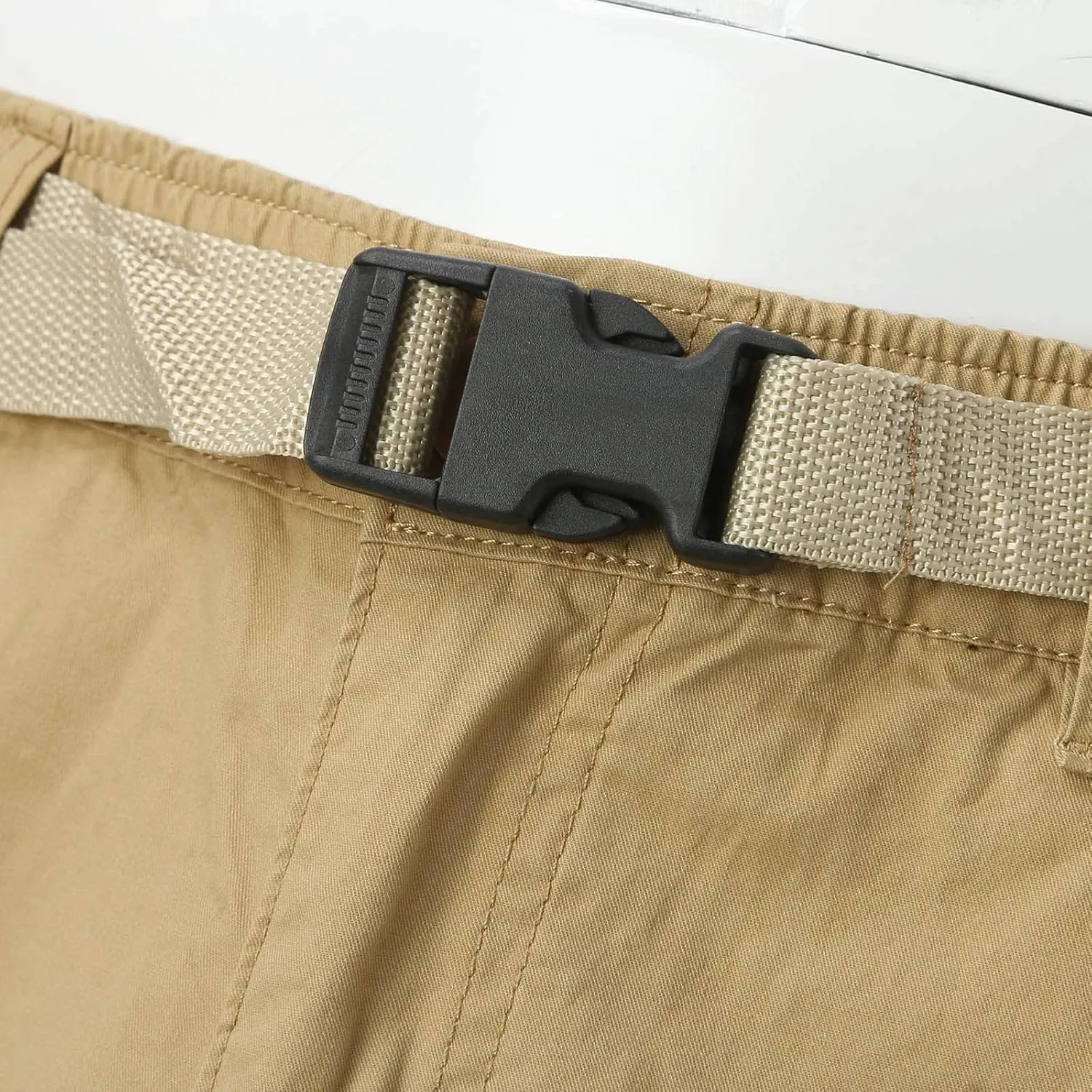 Men's Shorts Casual Cargo Shorts Zipper Large Pocket Belted Dressy Retro Belted Elasticated Business Summer Beach