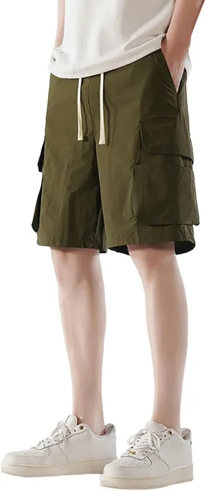 Men's Shorts Summer Thin Cargo Work Shorts with Multi-Pocket with Pockets Straight Formal Camo Casual Flare Drawstring