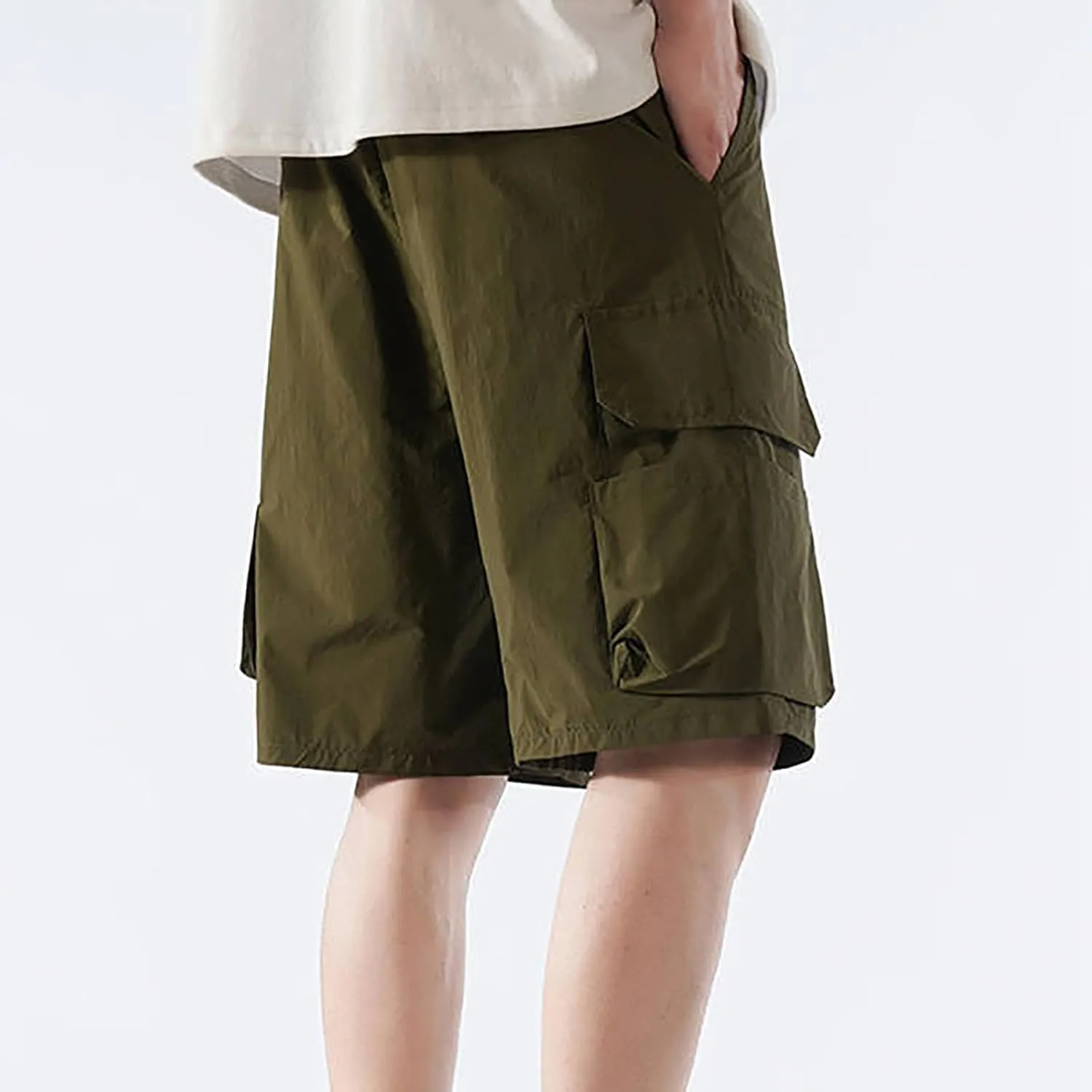 Men's Shorts Summer Thin Cargo Work Shorts with Multi-Pocket with Pockets Straight Formal Camo Casual Flare Drawstring