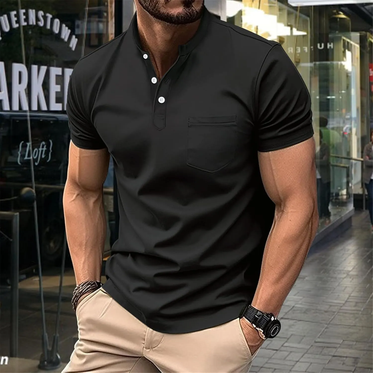 Mens T-Shirts Day Digital Printing Casual Basic Tee Tops Daily Casual Stylish Collared Shirts for Men Polo Shirts