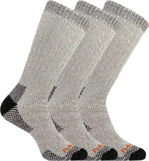 Merrell Men's and Women's Heavyweight Hiker Crew Socks 3 Pair Pack, Black, S/M