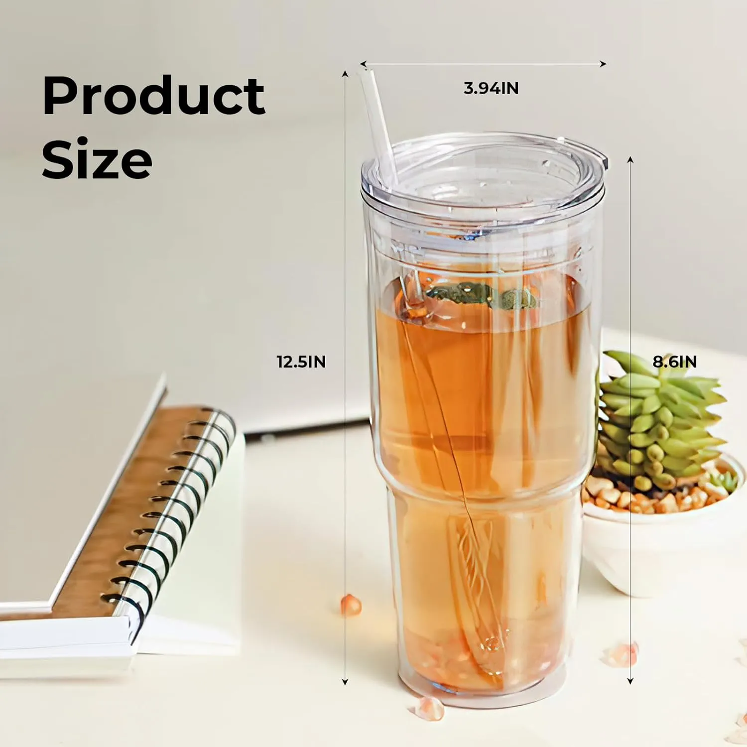 MEWAY 30oz/4 pcs Classic Insulated Tumblers,Double Wall Acrylic Tumbler with Lid，Reusable Plastic Insulated Tumblers with Straw，for cold drinks, sand ice, whatever you like(transparent,4 pack)