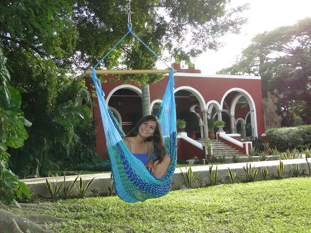 Mexican Chair Hammock - Blue and Green