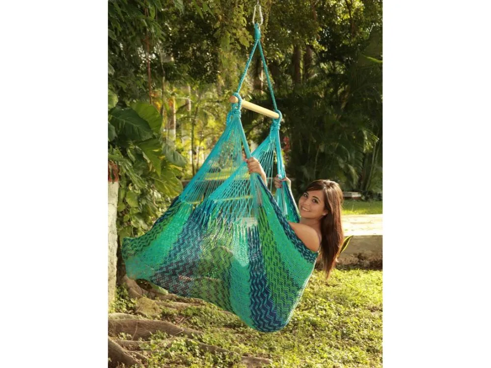 Mexican Chair Hammock - Blue and Green