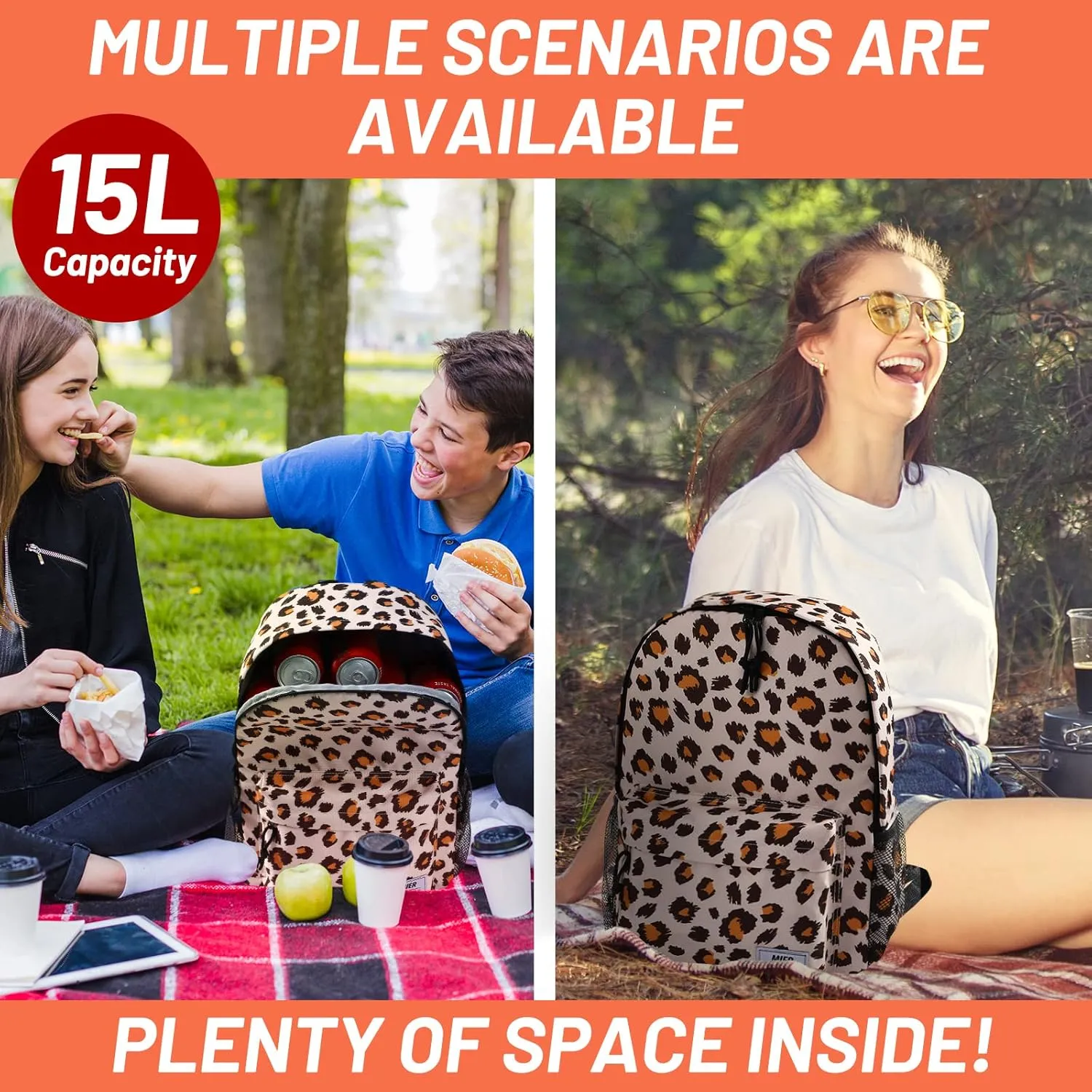 MIER Insulated Backpack Cooler Small Leakproof Lightweight Cute for Women Men to Work, Picnics, Camping, Park Day Trips, 15 L