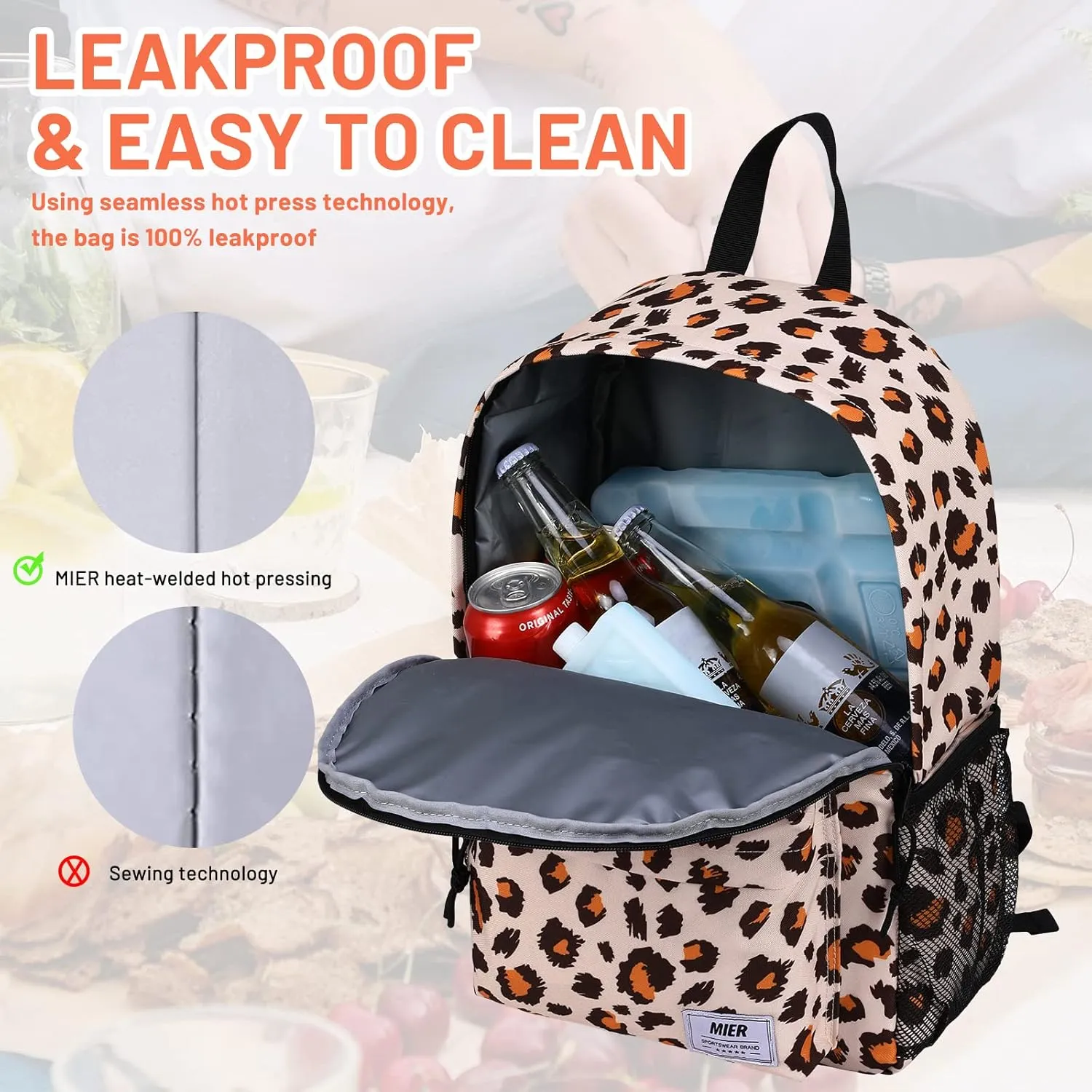 MIER Insulated Backpack Cooler Small Leakproof Lightweight Cute for Women Men to Work, Picnics, Camping, Park Day Trips, 15 L