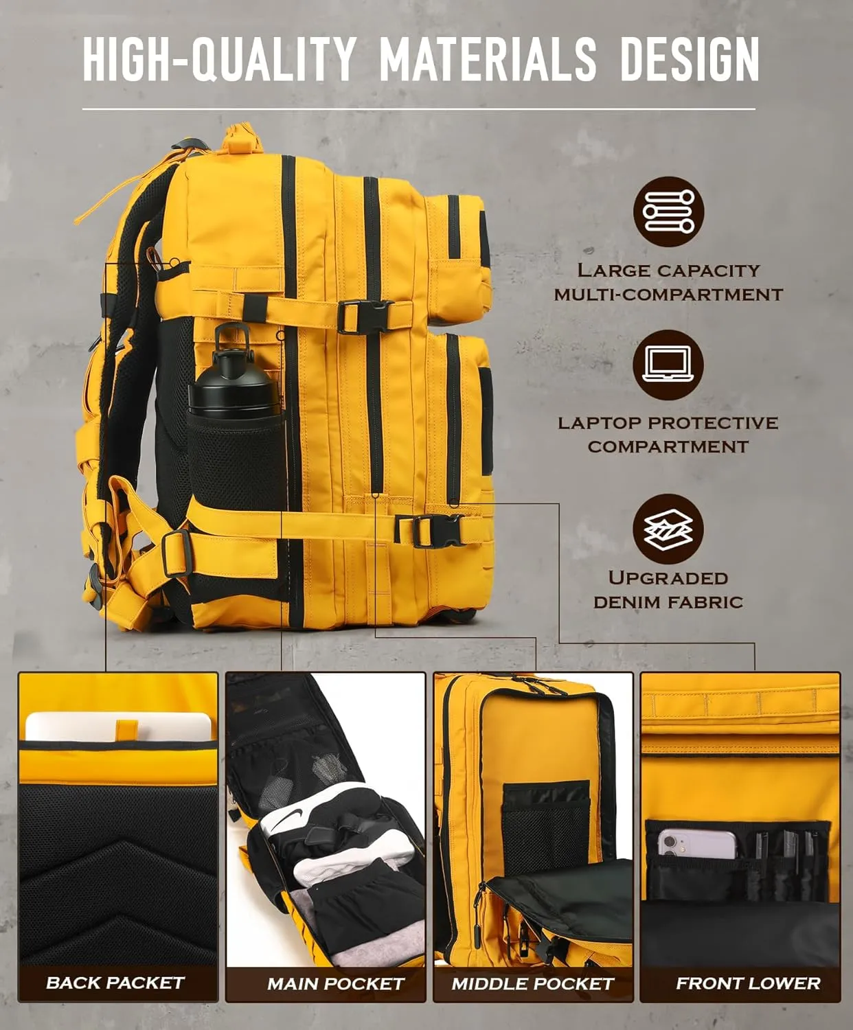 Military Tactical Backpack for Men 45L Molle Army 3 Days Assault Pack Bug Out Bag Water Resistant