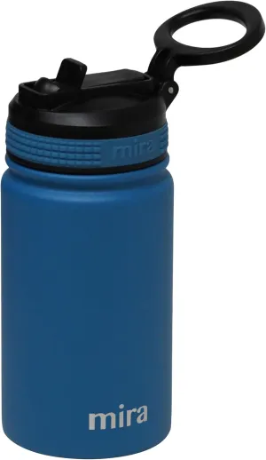 MIRA 12 oz Small Insulated Water Bottle for Cold Drinks | Leak-Proof Stainless Steel with Straw Lid for Travel, Hiking, Gym - Denim