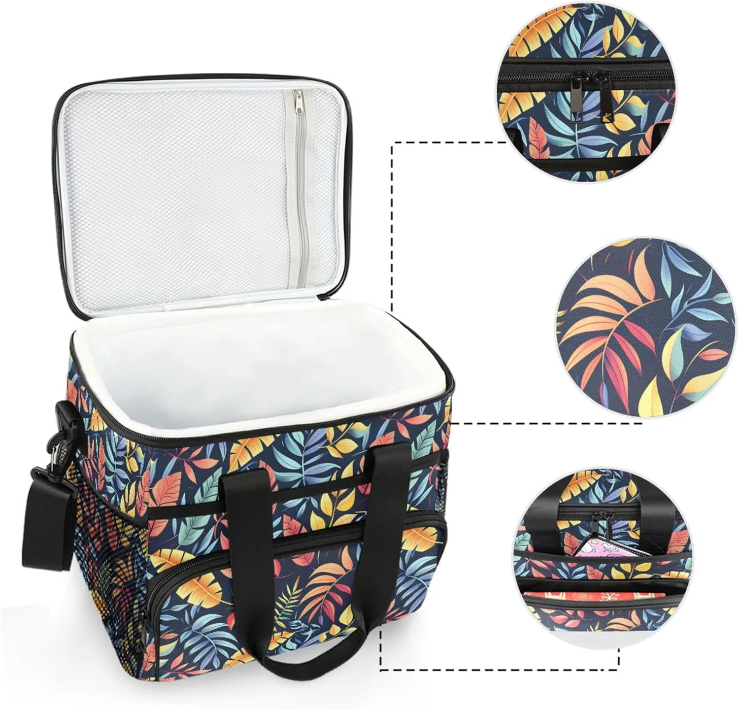 MNSRUU Cooler Bag Green Cactus Soft Cooler Bag Insulated Lunch Totes Picnic Bag Beach Cooler Lunch Box Container with Adjustable Shoulder Strap