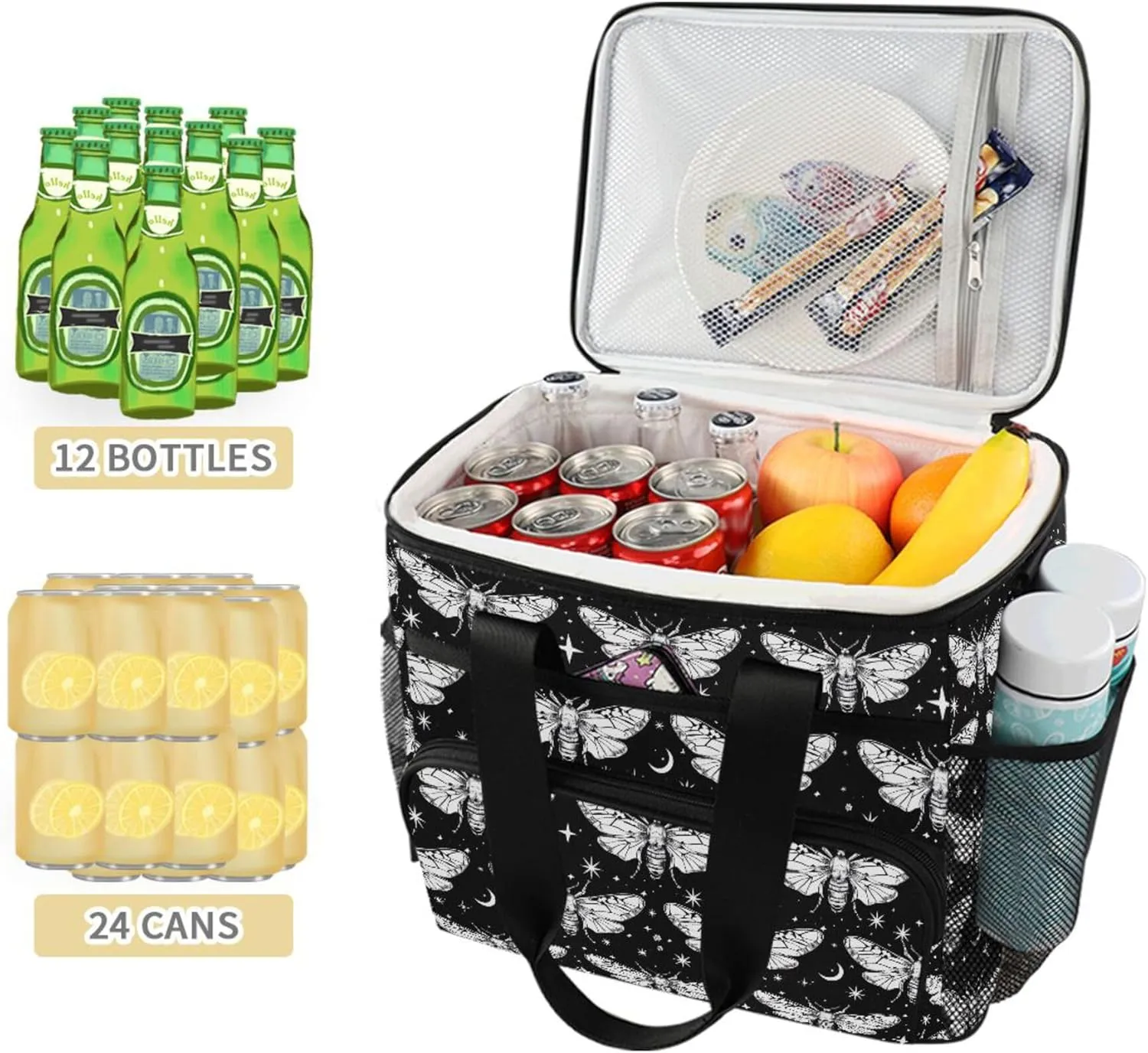 MNSRUU Cooler Bag Skull and Crossbones Soft Cooler Bag Insulated Lunch Totes Picnic Bag Beach Cooler Lunch Box Container with Adjustable Shoulder Strap