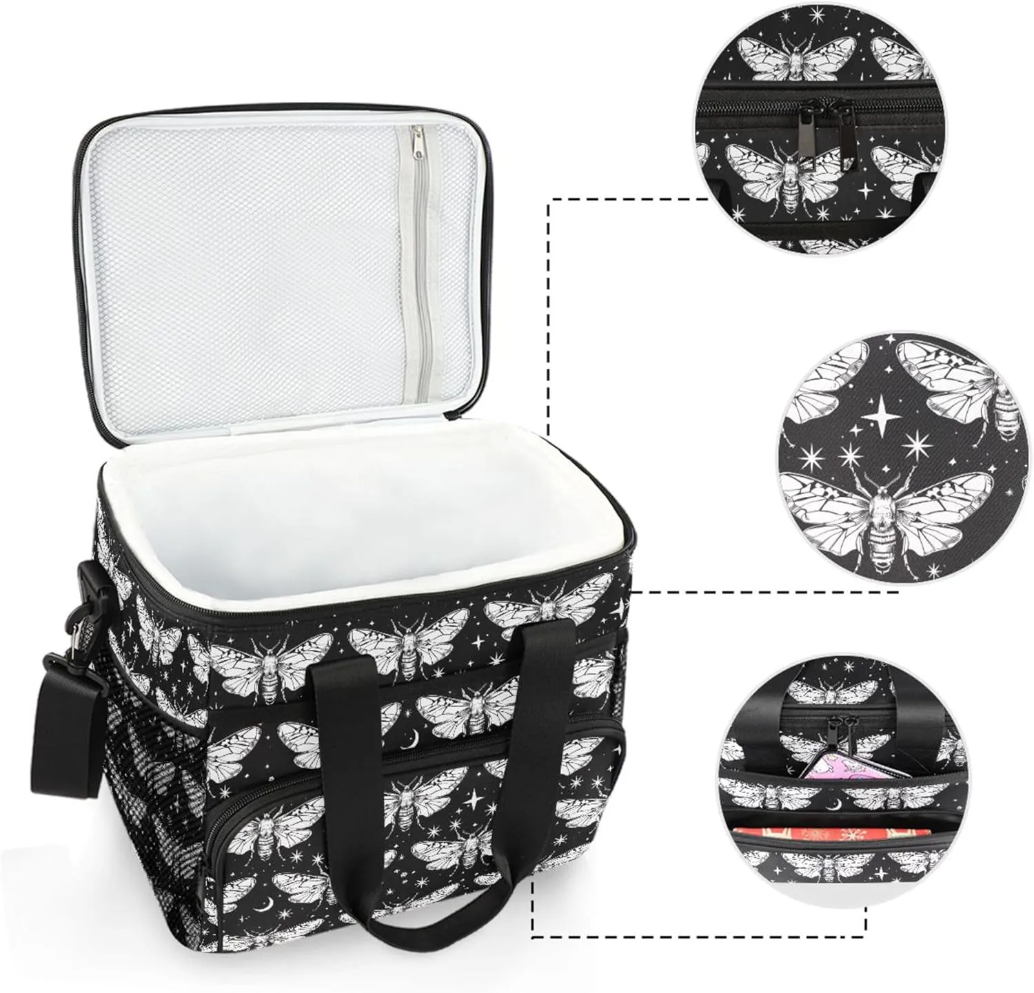 MNSRUU Cooler Bag Skull and Crossbones Soft Cooler Bag Insulated Lunch Totes Picnic Bag Beach Cooler Lunch Box Container with Adjustable Shoulder Strap