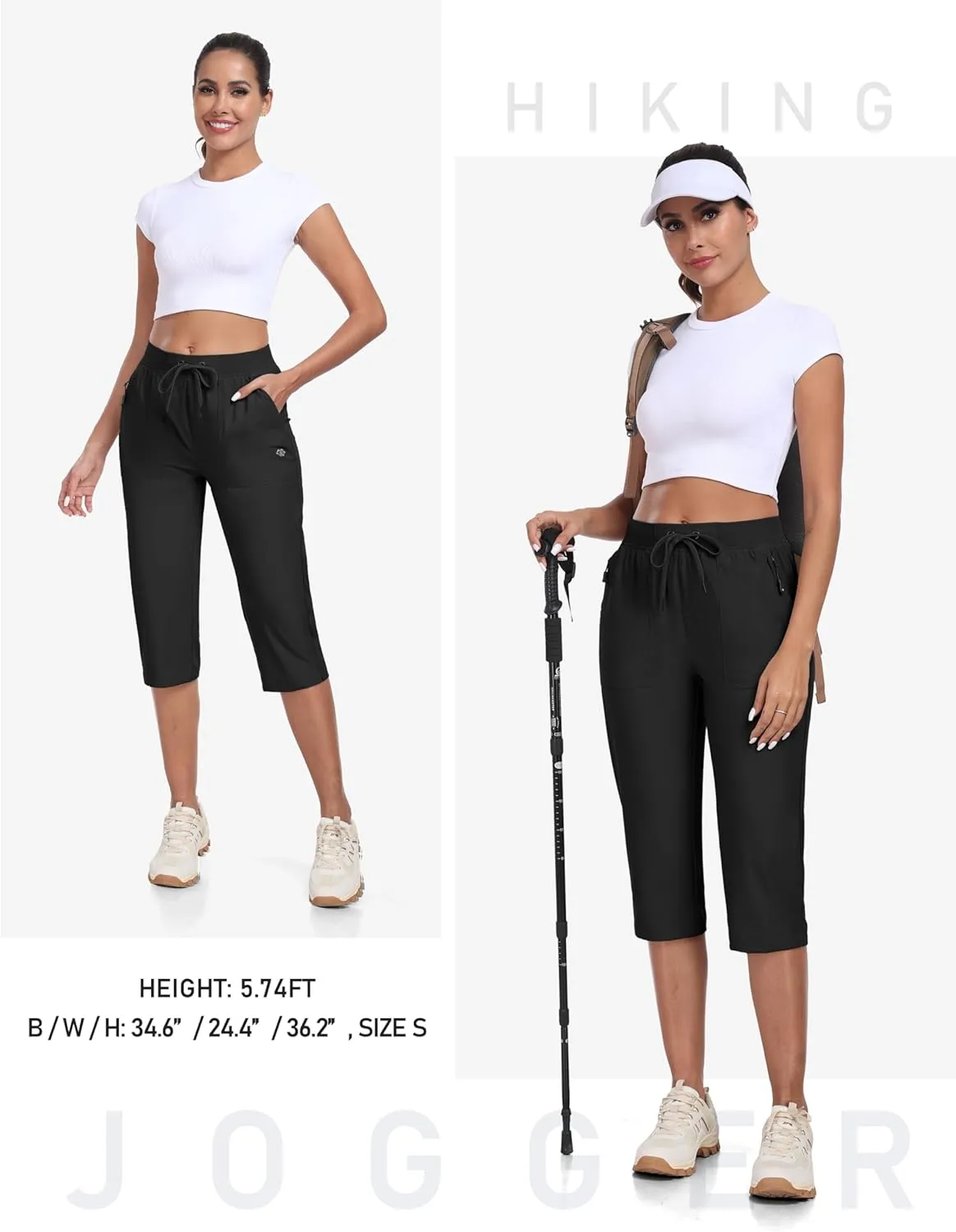 MoFiz Capri Pants for Women Lightweight Ice Cool Capris for Women Casual Summer Trip Loose Shorts with Zipper Pockets