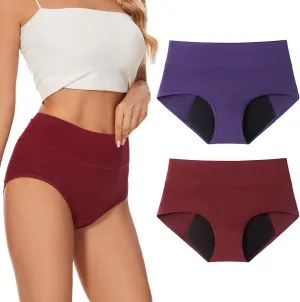 Molasus Heavy Flow Period Underwear for Women Overnight Incontinence Protective Leakproof Menstrual Briefs Ladies High Absorbency Cotton Panties 2 Pack,Large,Multicolor