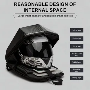 Motorcycle Backpack for Men Waterproof Carbon Fiber Motorbike Helmet Backpack Expandable Rear Seat Bag Moto Travel Luggage (carbon black)