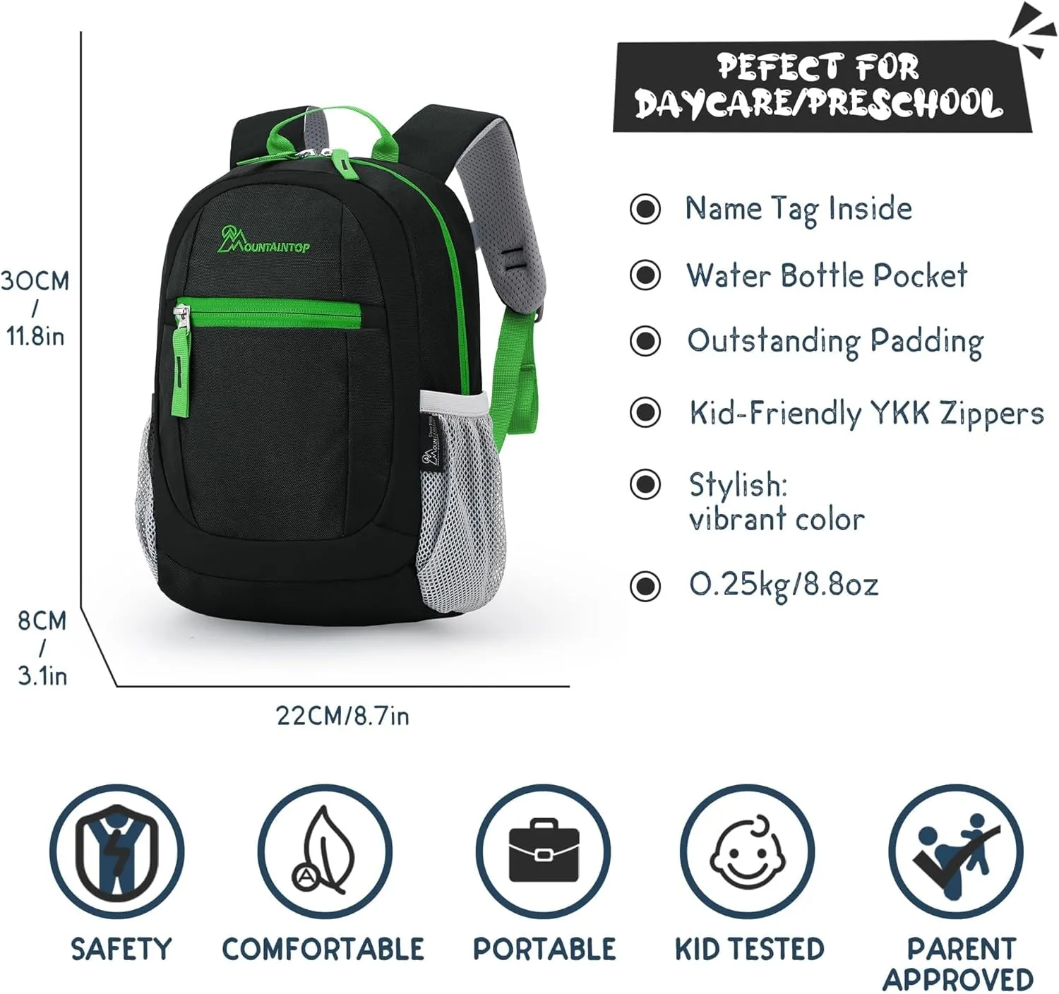 MOUNTAINTOP Kids Toddler Backpack for Boys Girls Preschool Kindergarten Bag