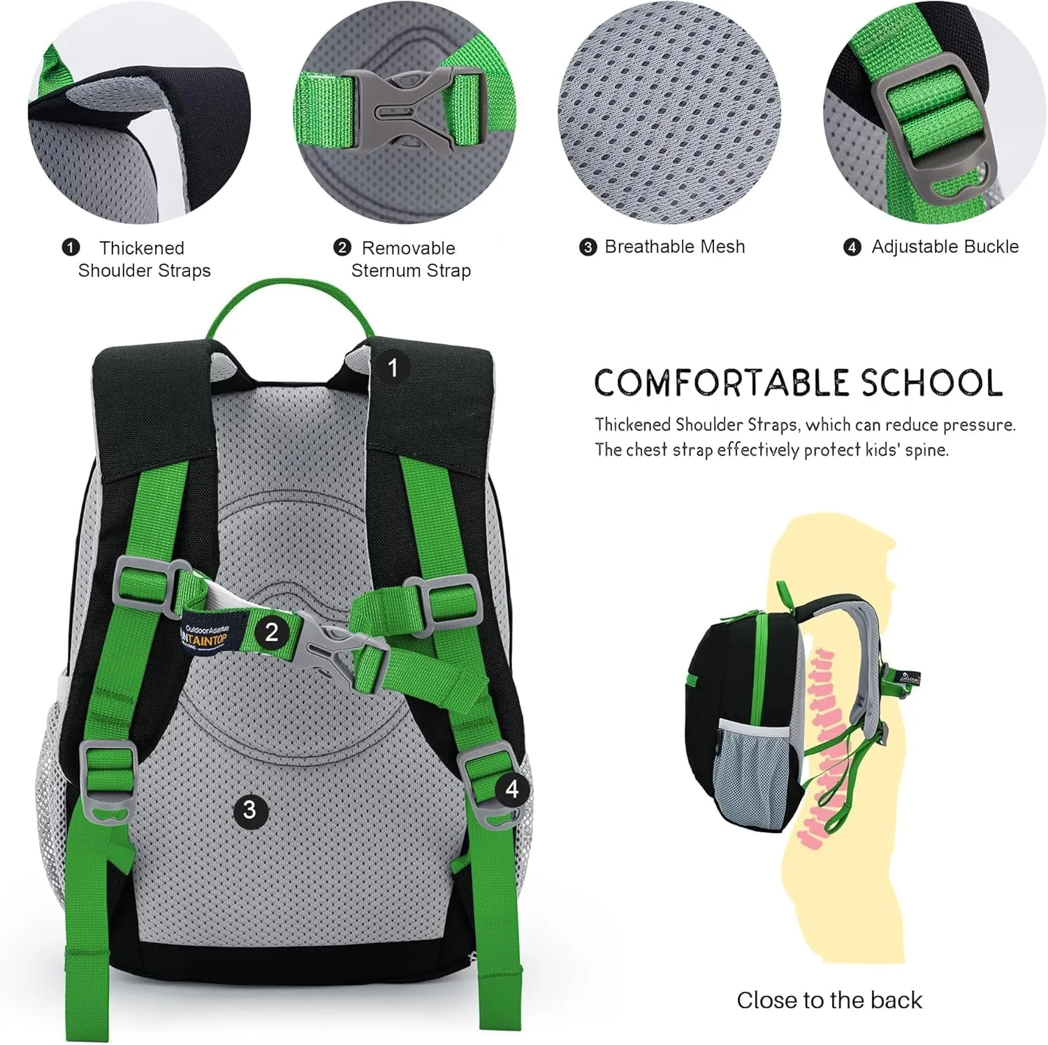 MOUNTAINTOP Kids Toddler Backpack for Boys Girls Preschool Kindergarten Bag