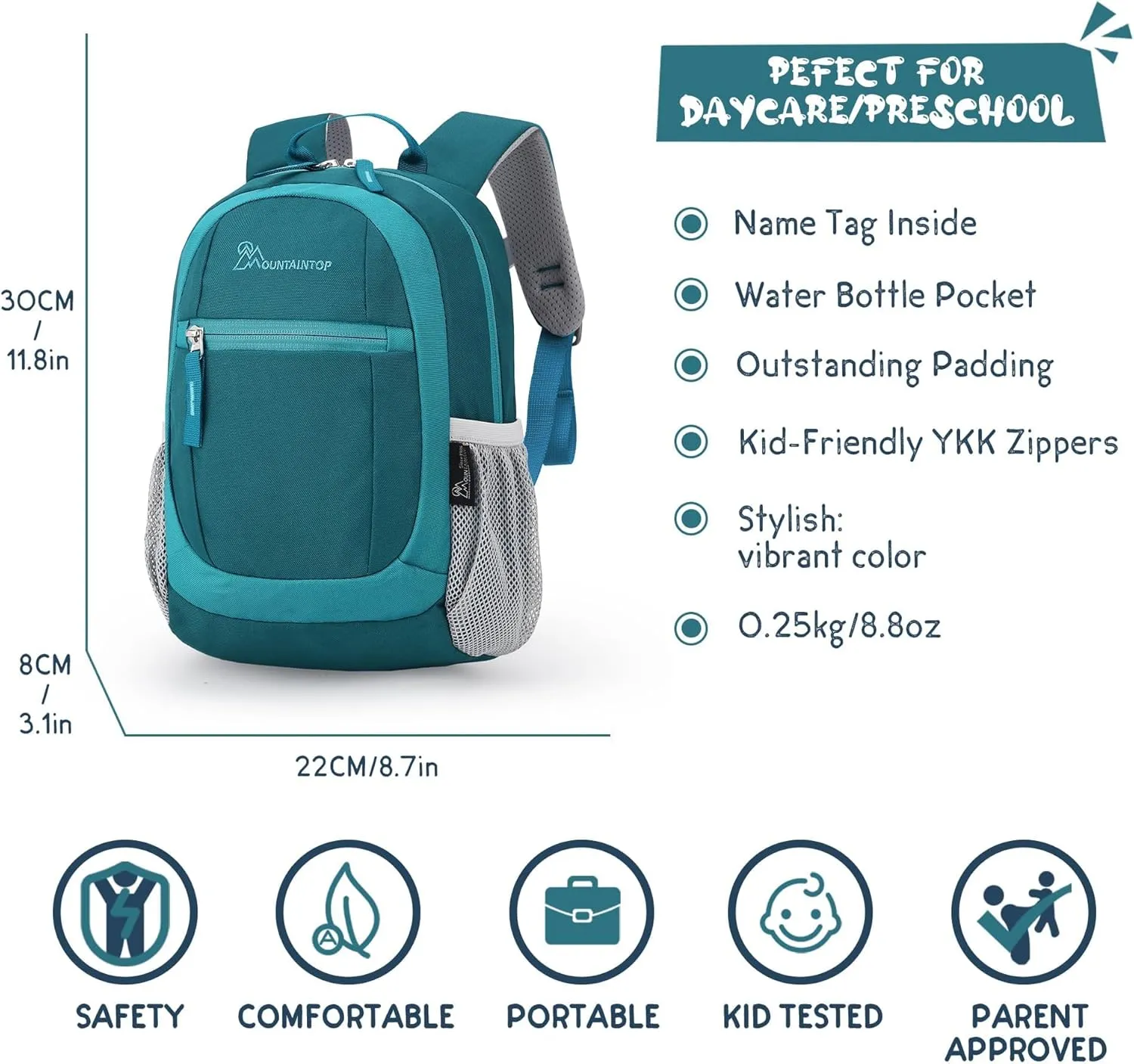 MOUNTAINTOP Kids Toddler Backpack for Boys Girls Preschool Kindergarten Bag