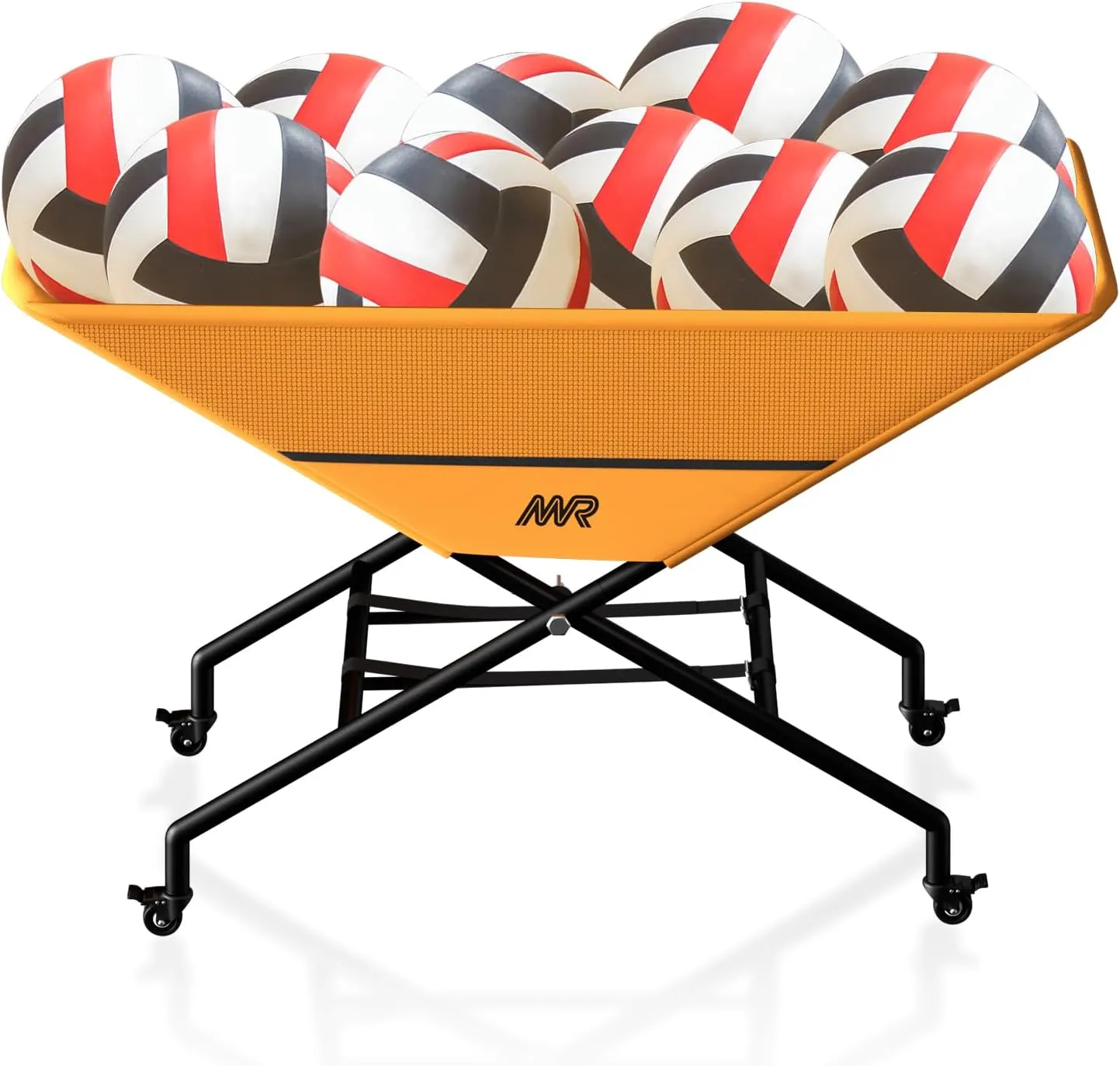 MR Collapsible Volleyball Wheeled Cart, Portable Hammock Ball Cart, Volleyball Cart with Wheels, Rolling Volleyball Basket Ball Storage, Volleyball Training Equipment Ball Holder, Hold Up to 30 Balls