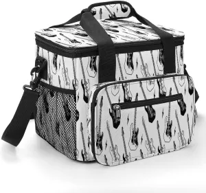 Music Electric Guitar 22.5L Insulated Camping Coolers Bag Large Leakproof Ice Chest for Beach Travel Picnic