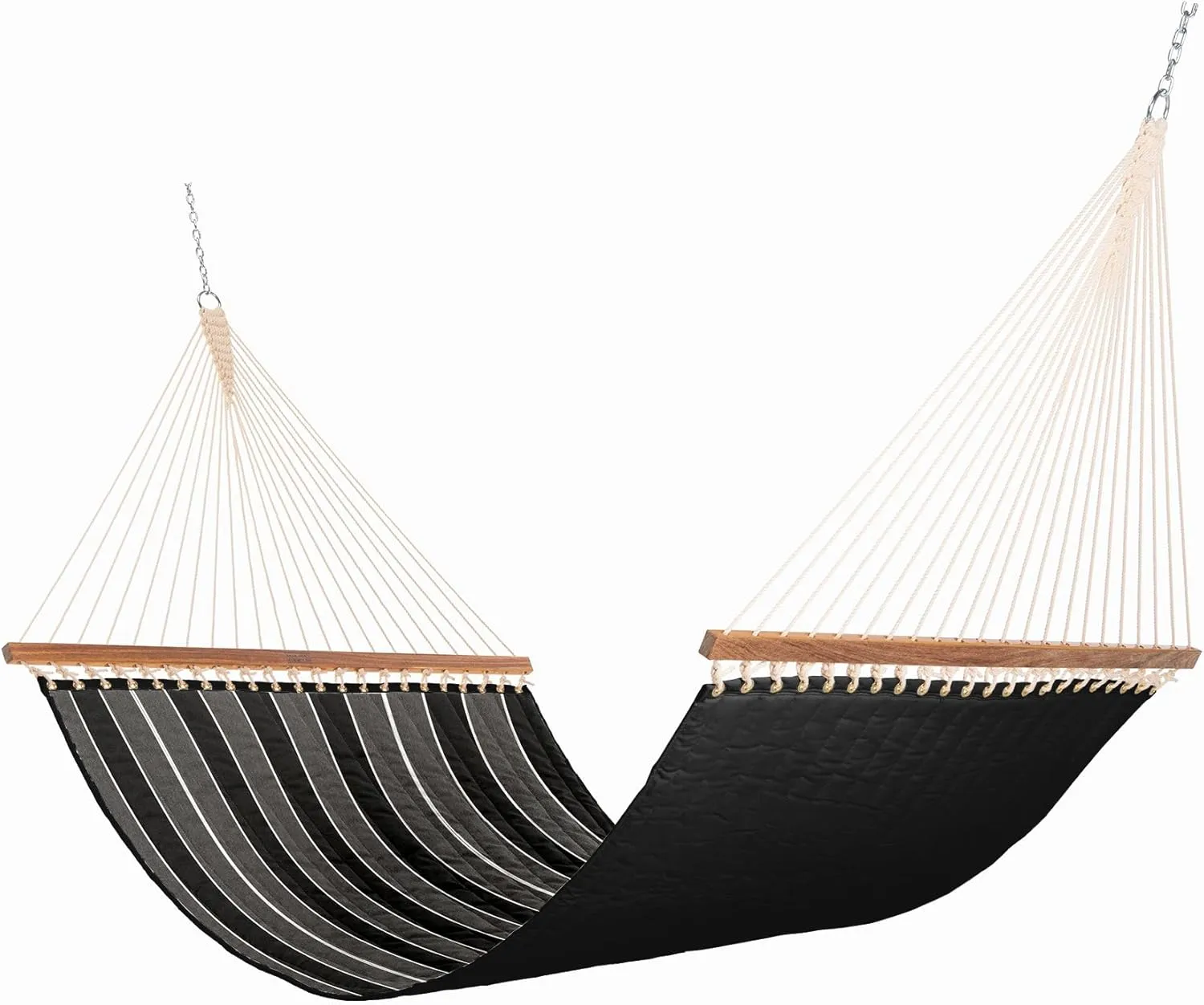 Nags Head Hammocks Peyton Granite Sunbrella Quilted Hammock, Constructed of Durable Fabrics, Cumaru Spreader Bar, Rolled Rim Grommets, Galvanized Hardware, Handcrafted in The Carolinas