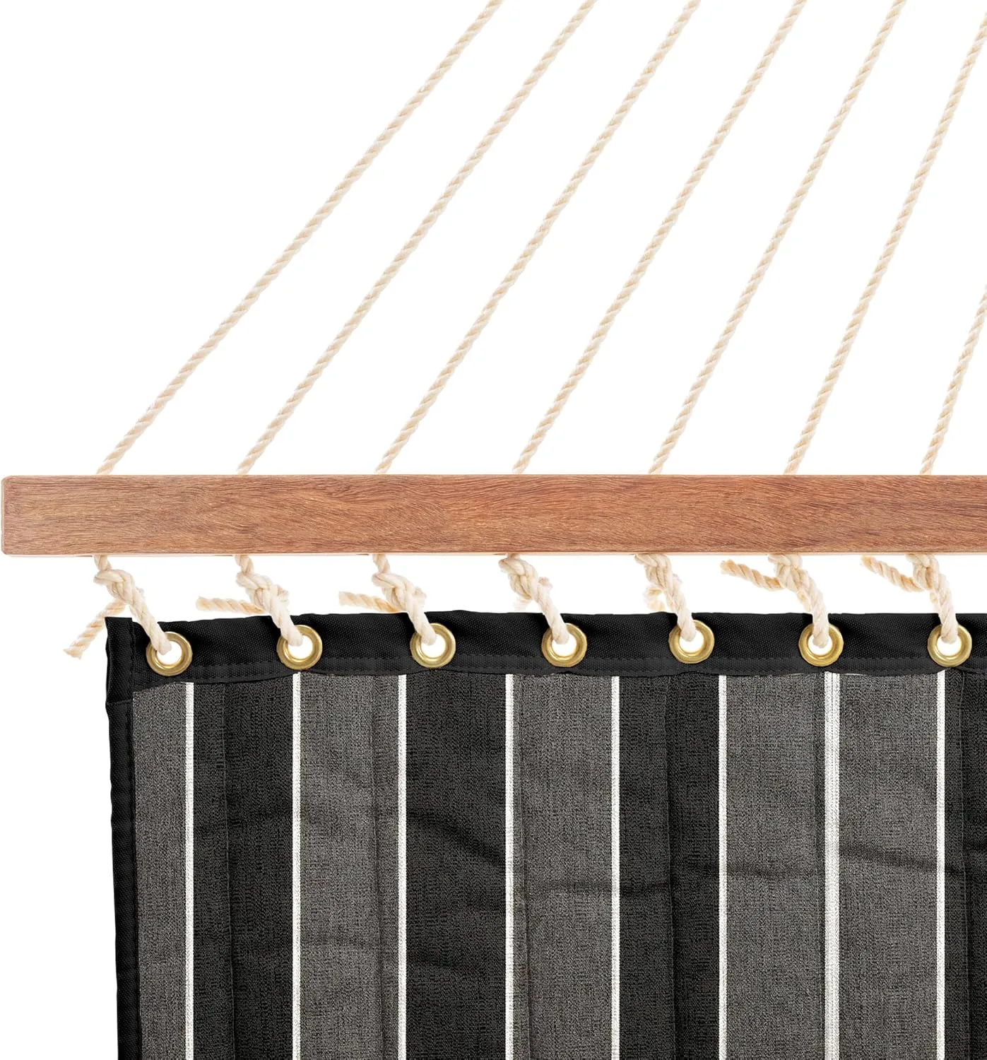Nags Head Hammocks Peyton Granite Sunbrella Quilted Hammock, Constructed of Durable Fabrics, Cumaru Spreader Bar, Rolled Rim Grommets, Galvanized Hardware, Handcrafted in The Carolinas