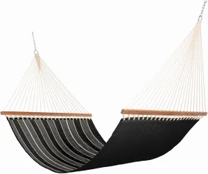 Nags Head Hammocks Peyton Granite Sunbrella Quilted Hammock, Constructed of Durable Fabrics, Cumaru Spreader Bar, Rolled Rim Grommets, Galvanized Hardware, Handcrafted in The Carolinas