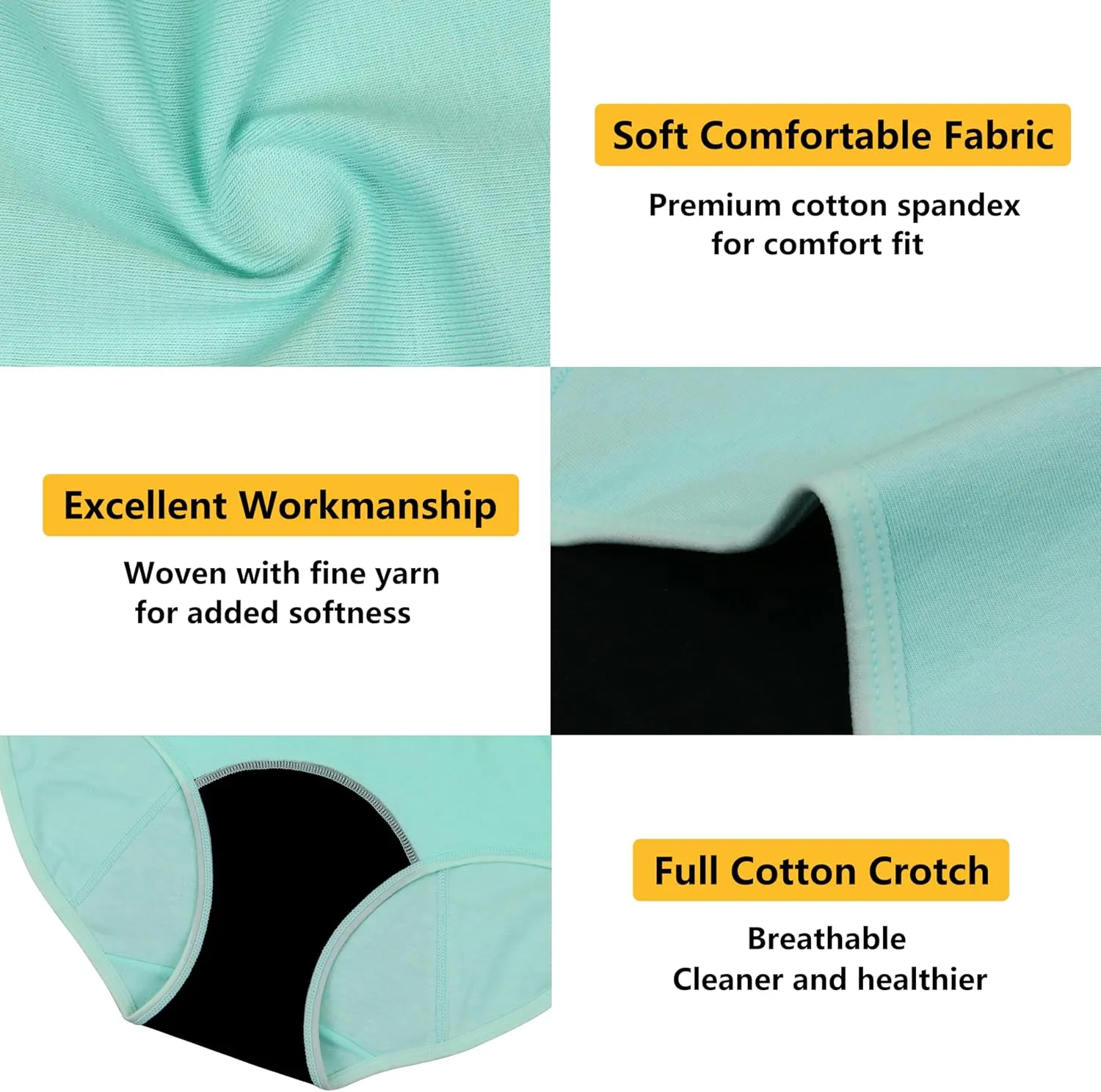 Nalwort Teen Girls Period Underwear Menstrual Period Panties Leak-Proof Cotton Protective Briefs Pack of 6