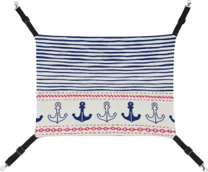 Navy Stripe and Anchors Cat Hanging Hammock Soft Breathable Pet Cage Dog Hammock with Adjustable Straps and Metal Hooks