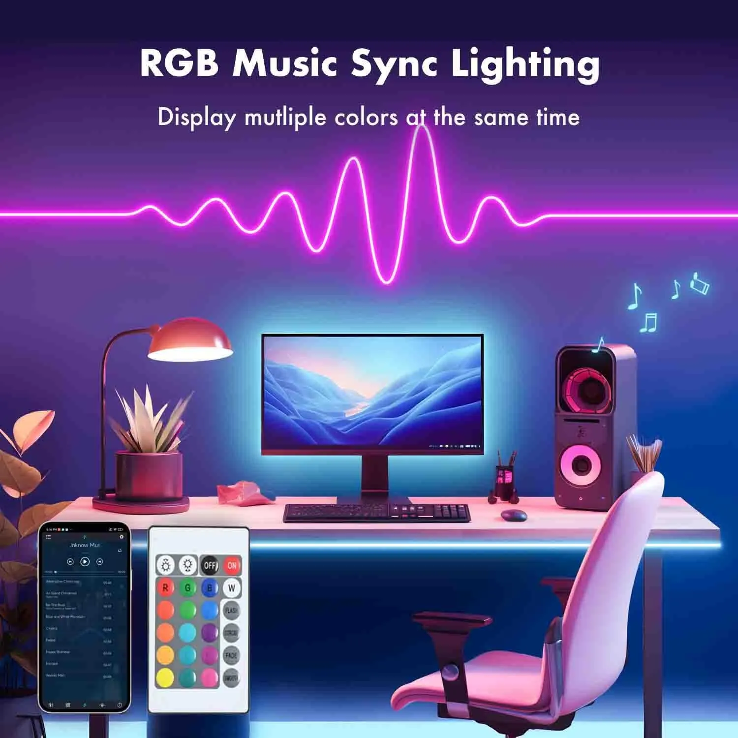 Neon Rope Lights, 65.6FT RGB LED Strip Lights, App Control, IR Remote, Outdoor IP67 Waterproof, Music Syncing, Flexible DIY Design for Bedroom, Gaming, Party, Christmas Decor