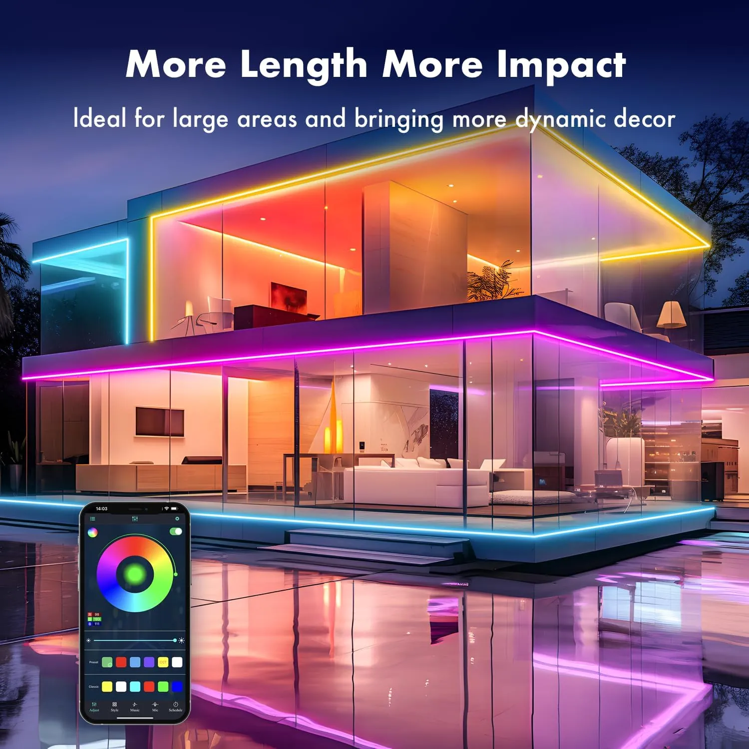 Neon Rope Lights, 65.6FT RGB LED Strip Lights, App Control, IR Remote, Outdoor IP67 Waterproof, Music Syncing, Flexible DIY Design for Bedroom, Gaming, Party, Christmas Decor