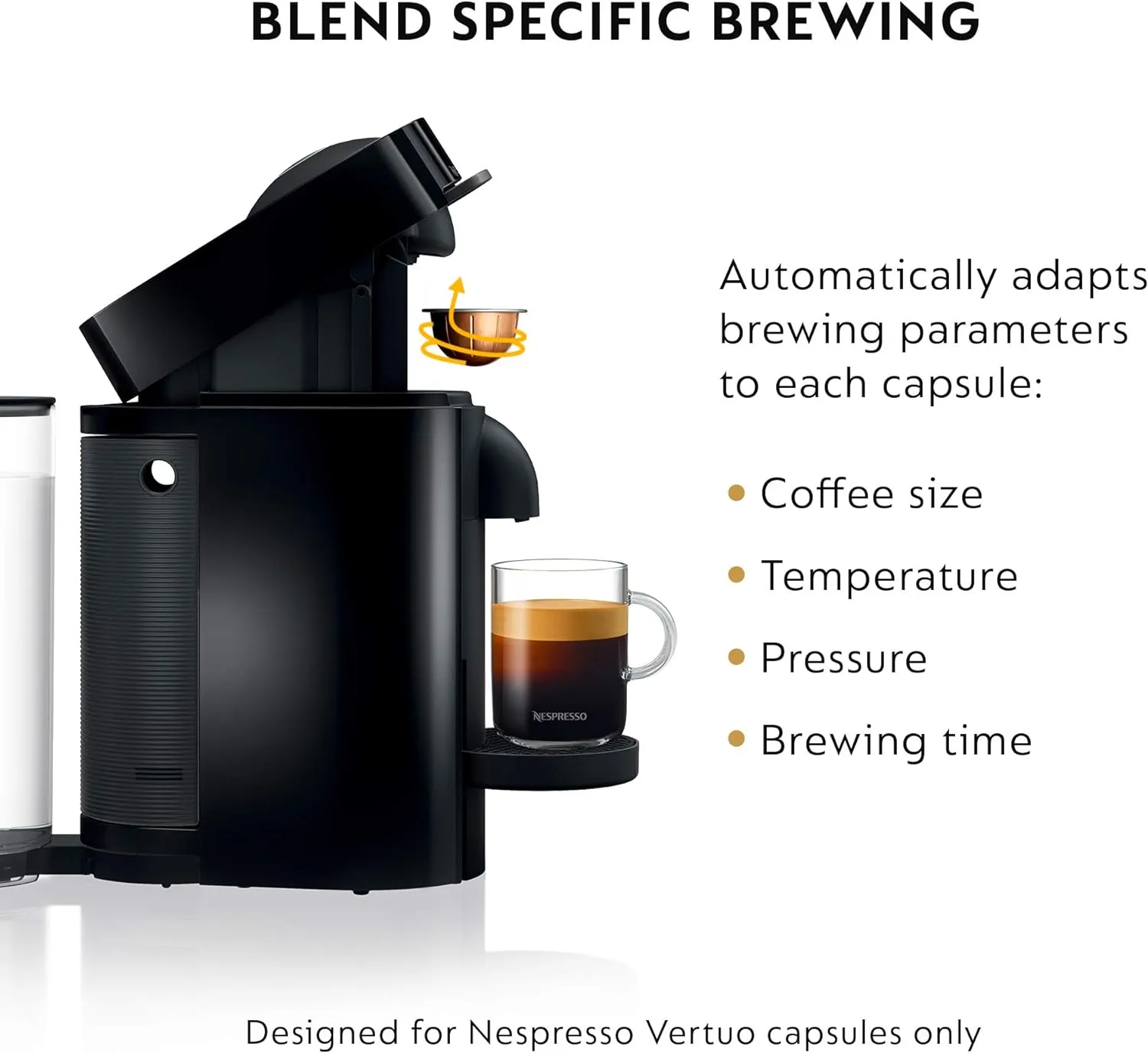 Nespresso VertuoPlus Coffee and Espresso Machine by De'Longhi with Milk Frother, Ink Black