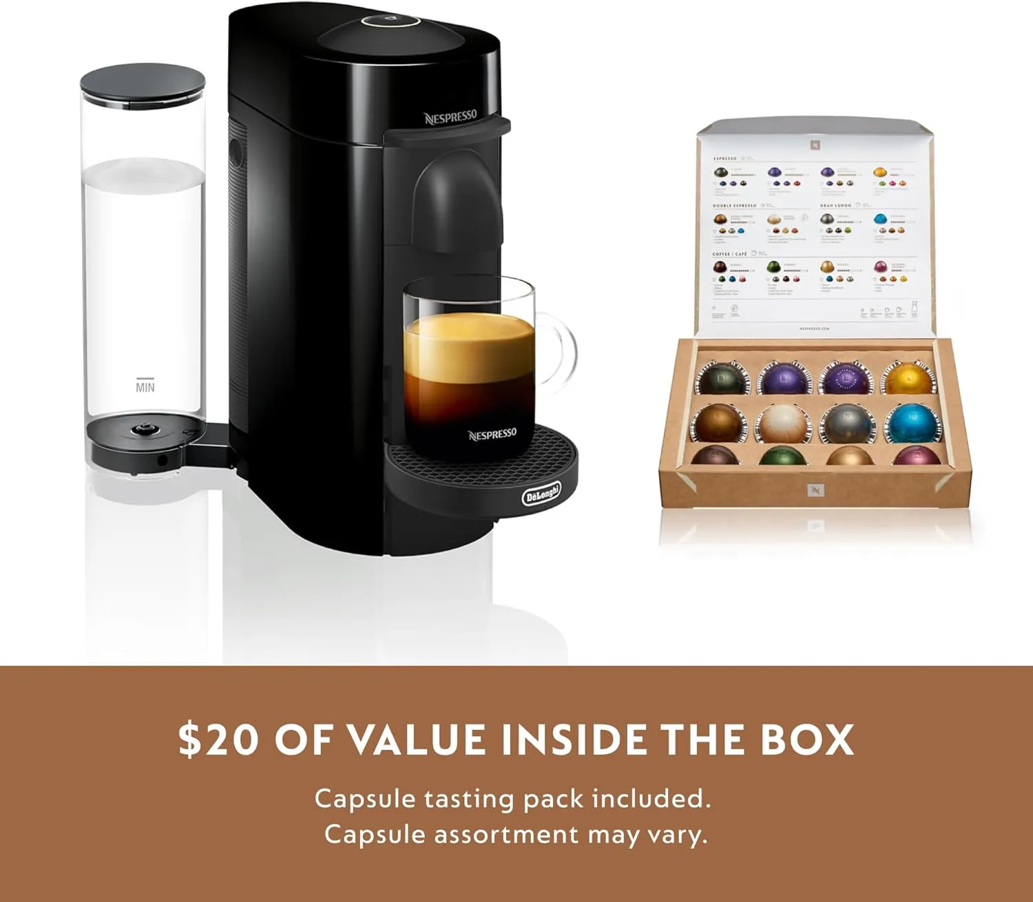 Nespresso VertuoPlus Coffee and Espresso Machine by De'Longhi with Milk Frother, Ink Black