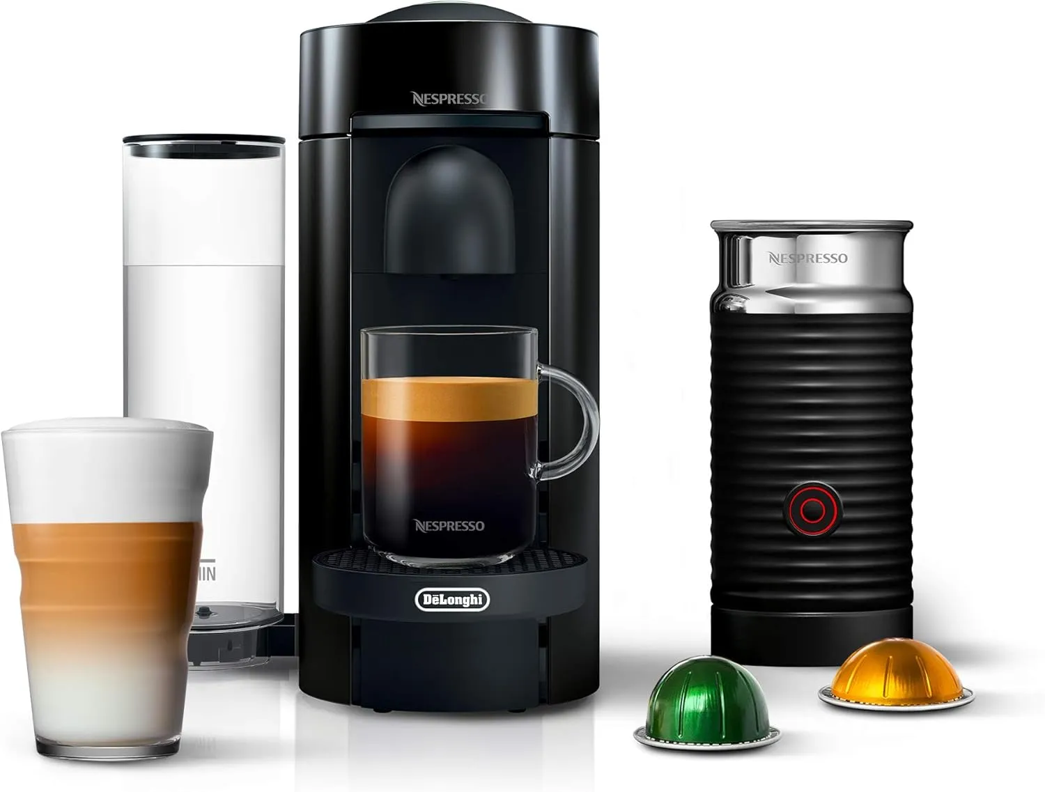 Nespresso VertuoPlus Coffee and Espresso Machine by De'Longhi with Milk Frother, Ink Black