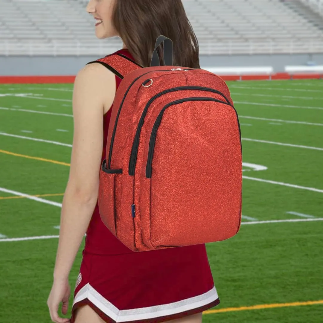 NGIL Glitter Performance Large Canvas Sports Backpack, Dance Backpack, Gymnastics, Cheerleader Essential Backpacks (Glitter-Red)