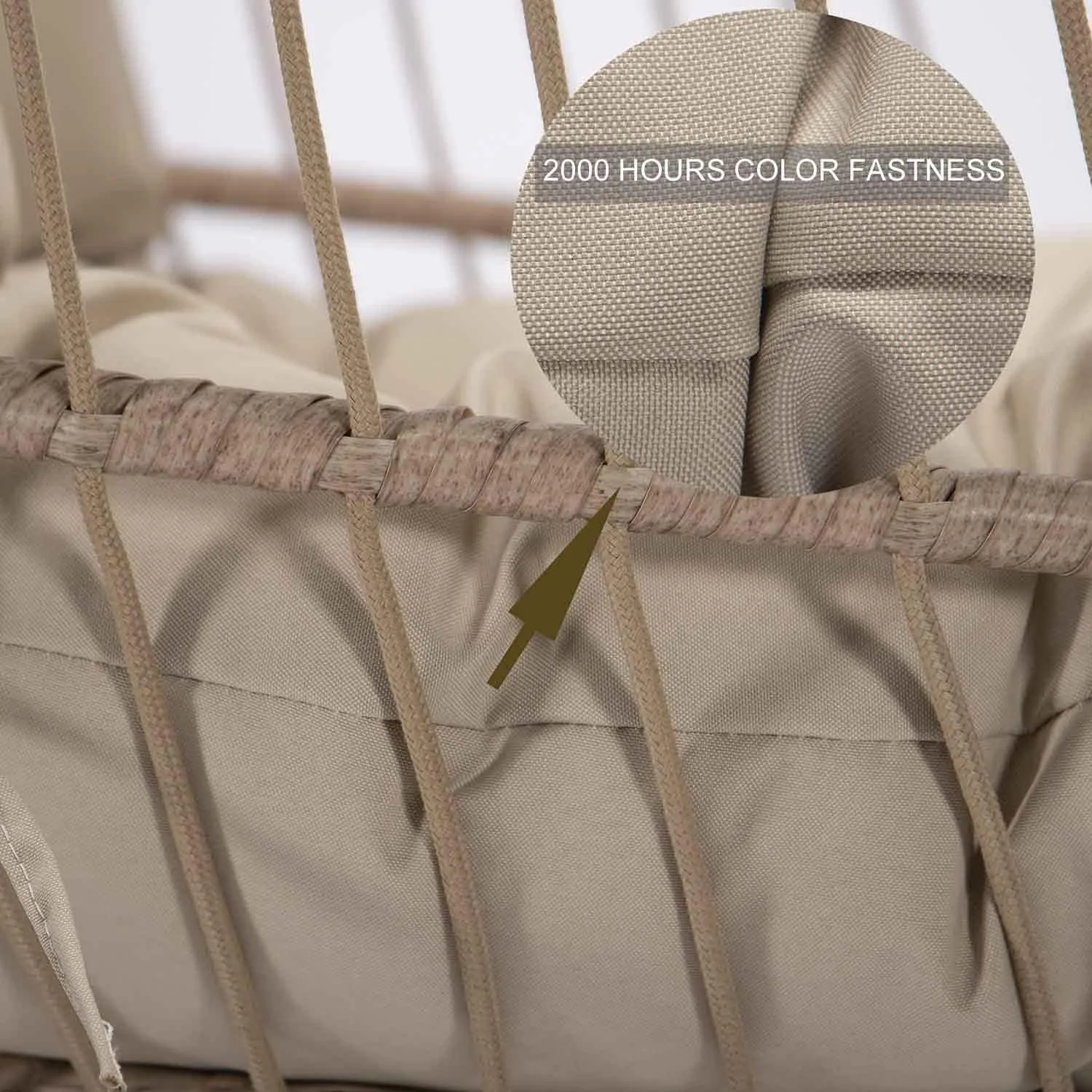 NICESOUL Indoor Outdoor Wicker Hanging Egg Chair with Stand, Cozy Patio Swing Hammock Egg Shell Chairs with Cushions, 350lbs Capacity Sturdy Porch Swing for Backyard Balcony, Beige with Cover