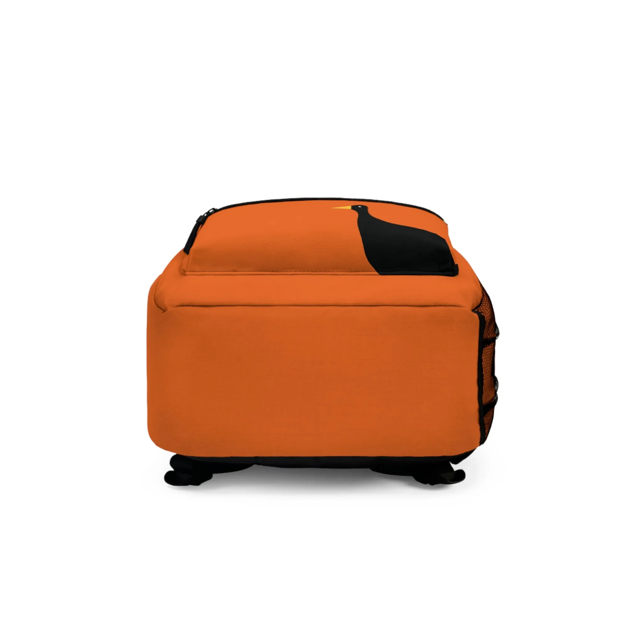 Nifty Ducks Travel Logo Backpack - Travel Bag with Black Duck Design - Orange
